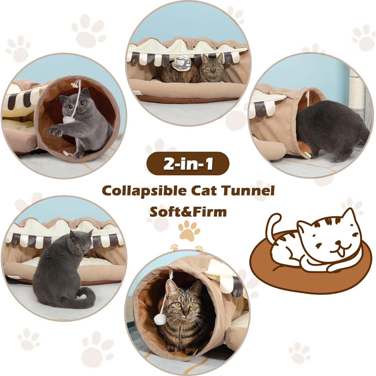 Cama Túnel para Gatos COZIWOW 2 en 1 Desmontable 105.7x60cm