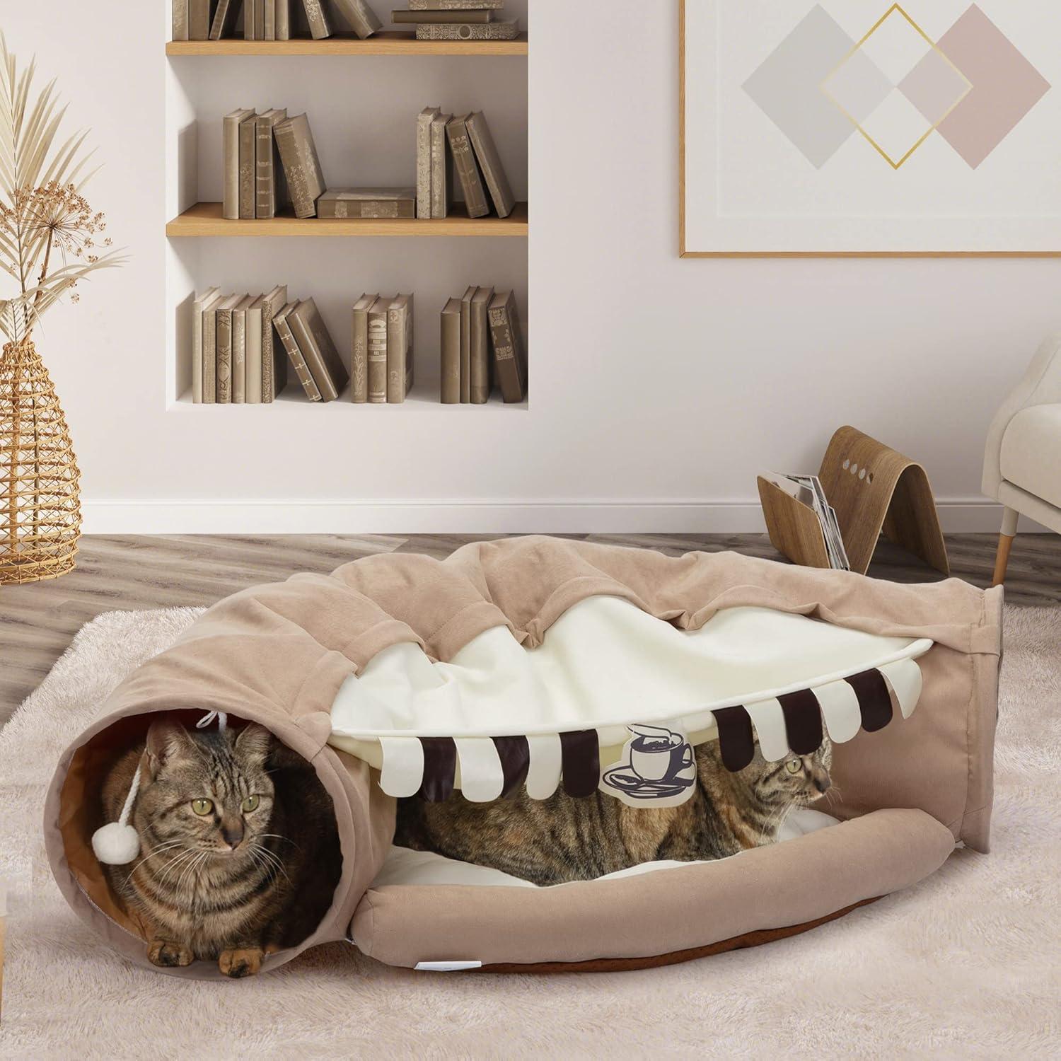Cama Túnel para Gatos COZIWOW 2 en 1 Desmontable 105.7x60cm