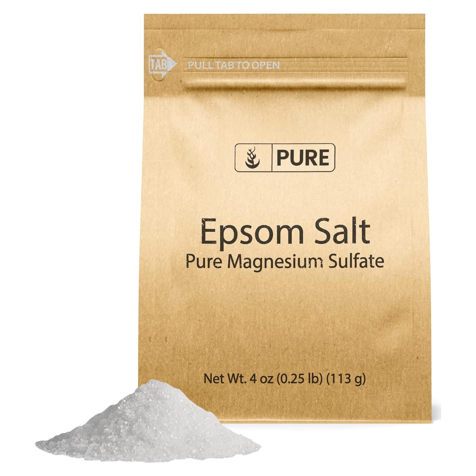 Sal de Epsom Pura 113.4g - Sulfato de Magnesio para Remojo