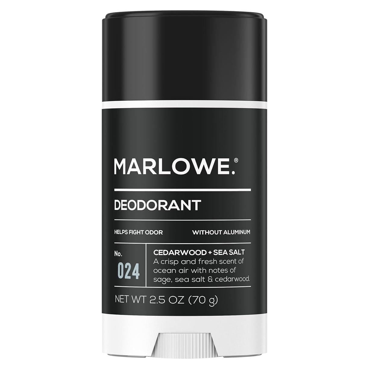 Desodorante MARLOWE. 70.87 g - Madera de Cedro + Sal Marina