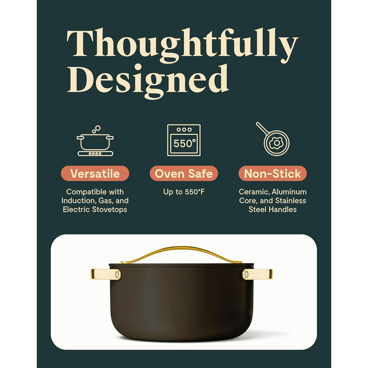 Olla Holandesa Cerámica Antiadherente Caraway 6.5L Negra