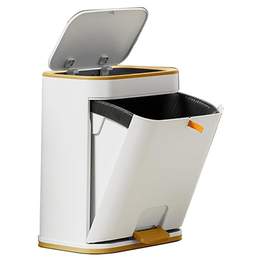 Cesto de Basura WanWanKa 12L Blanco y Dorado con Tapa