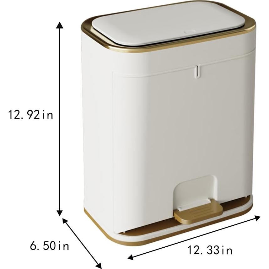 Cesto de Basura WanWanKa 12L Blanco y Dorado con Tapa