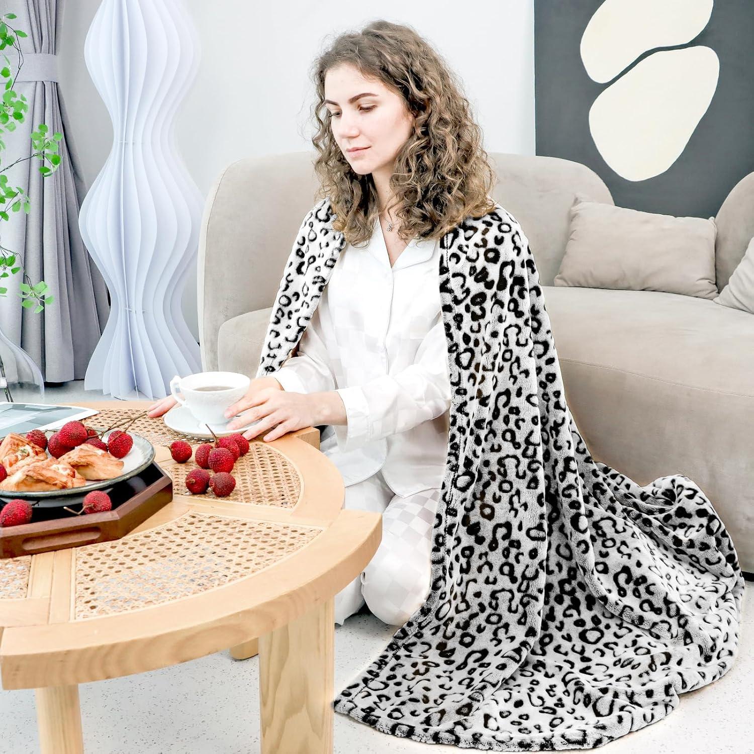 Manta Suave ZHIKU Leopardo Negro 100x130 cm Microfibra