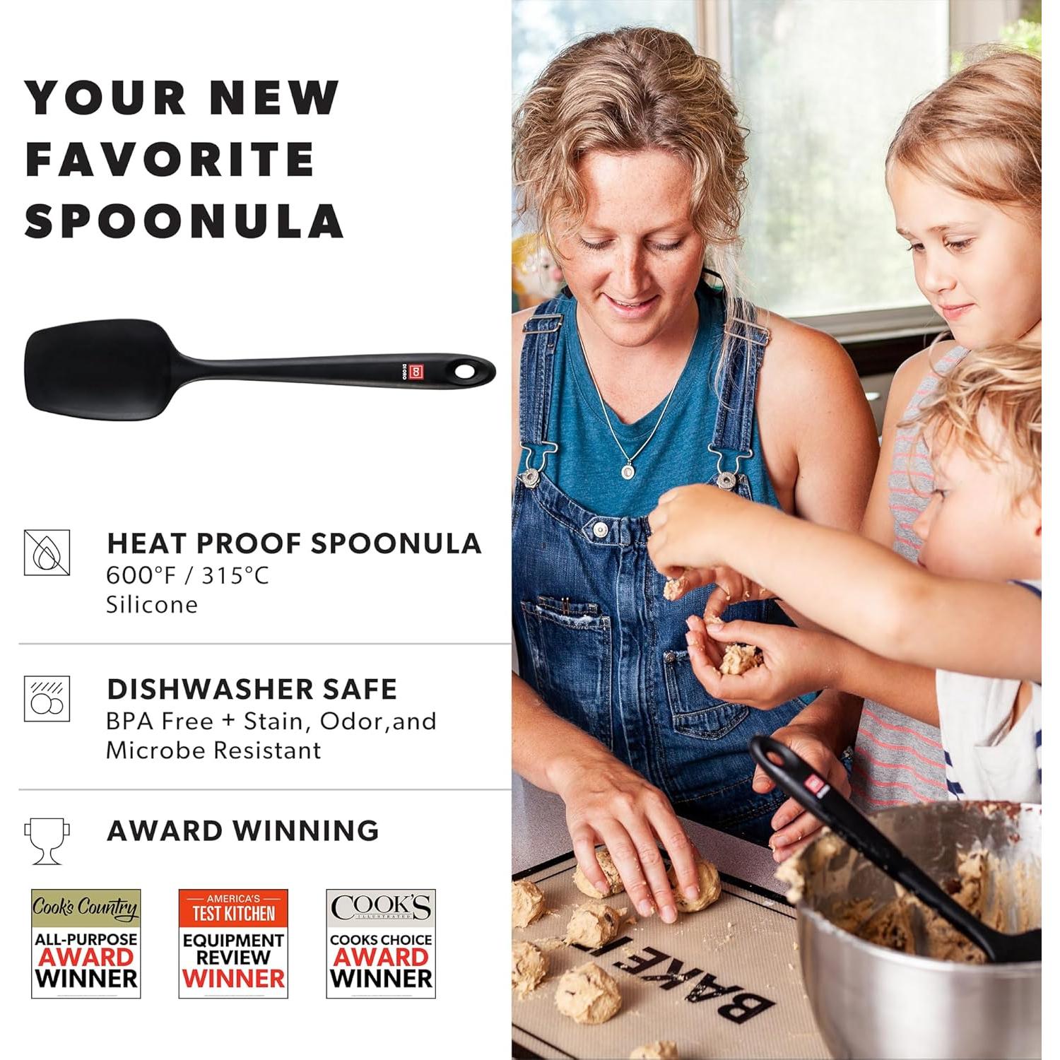 Espátula de Silicona DI ORO Sin Costuras - Profesional, 28.4 cm, Negro