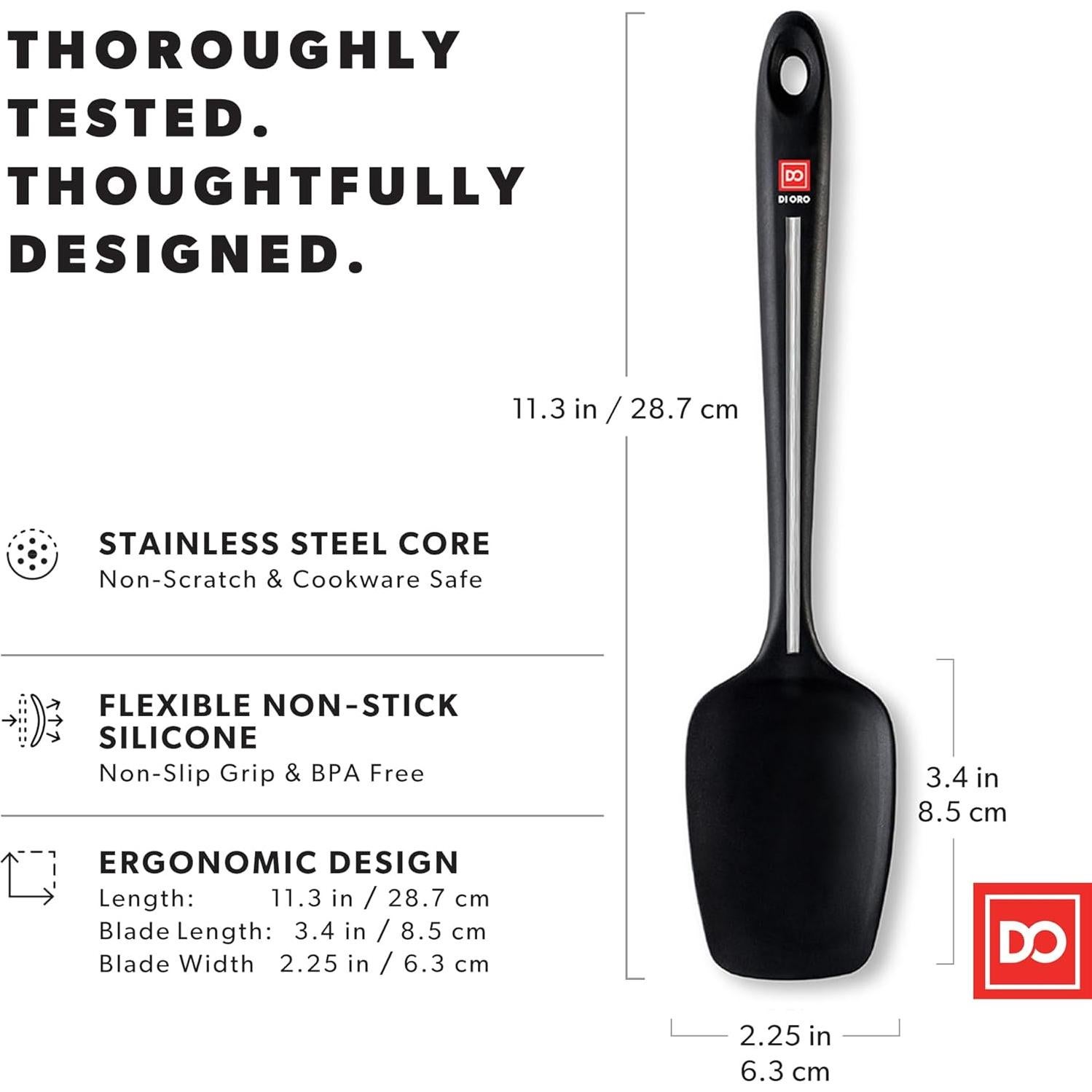 Espátula de Silicona DI ORO Sin Costuras - Profesional, 28.4 cm, Negro