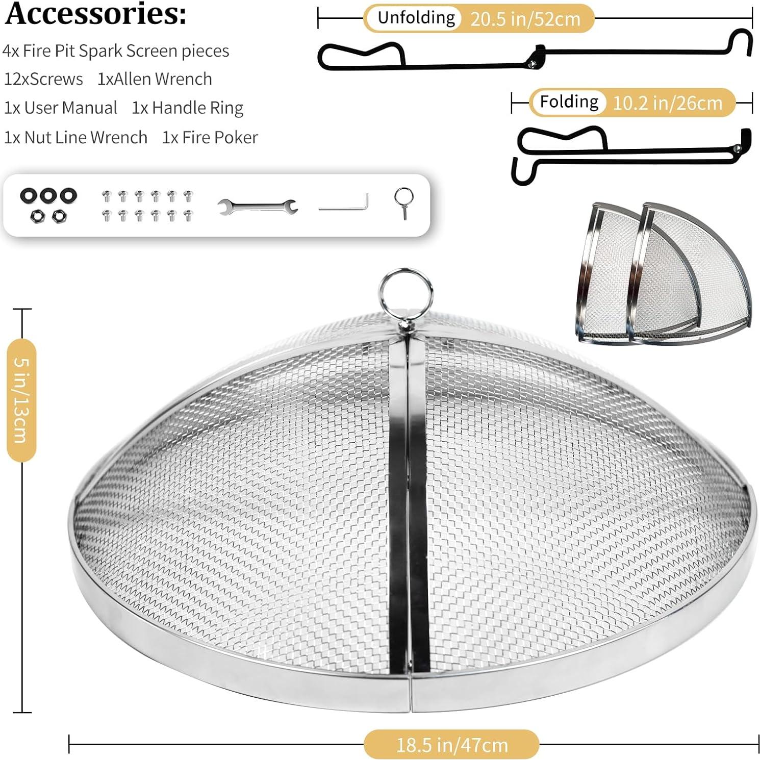 Pantalla Protectora de Fogata Baitedelai 49.5 cm Acero Inoxidable