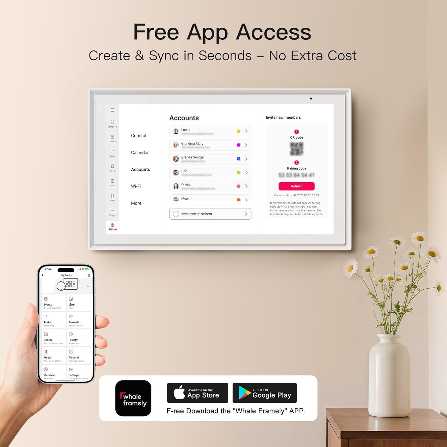 Calendario Digital BIGASUO 15.6" Pantalla Táctil Full HD