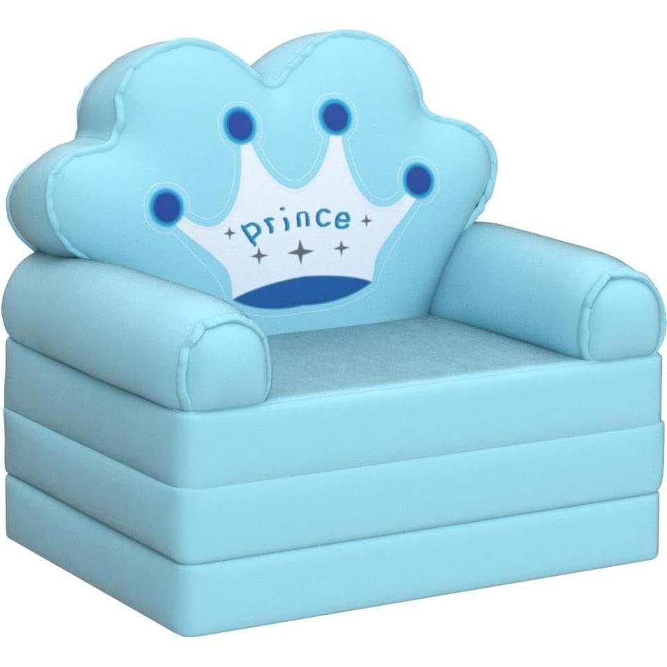 Sofá Plegable para Niños MOONBEEKI Azul, Silla Reclinable 1-3 Años