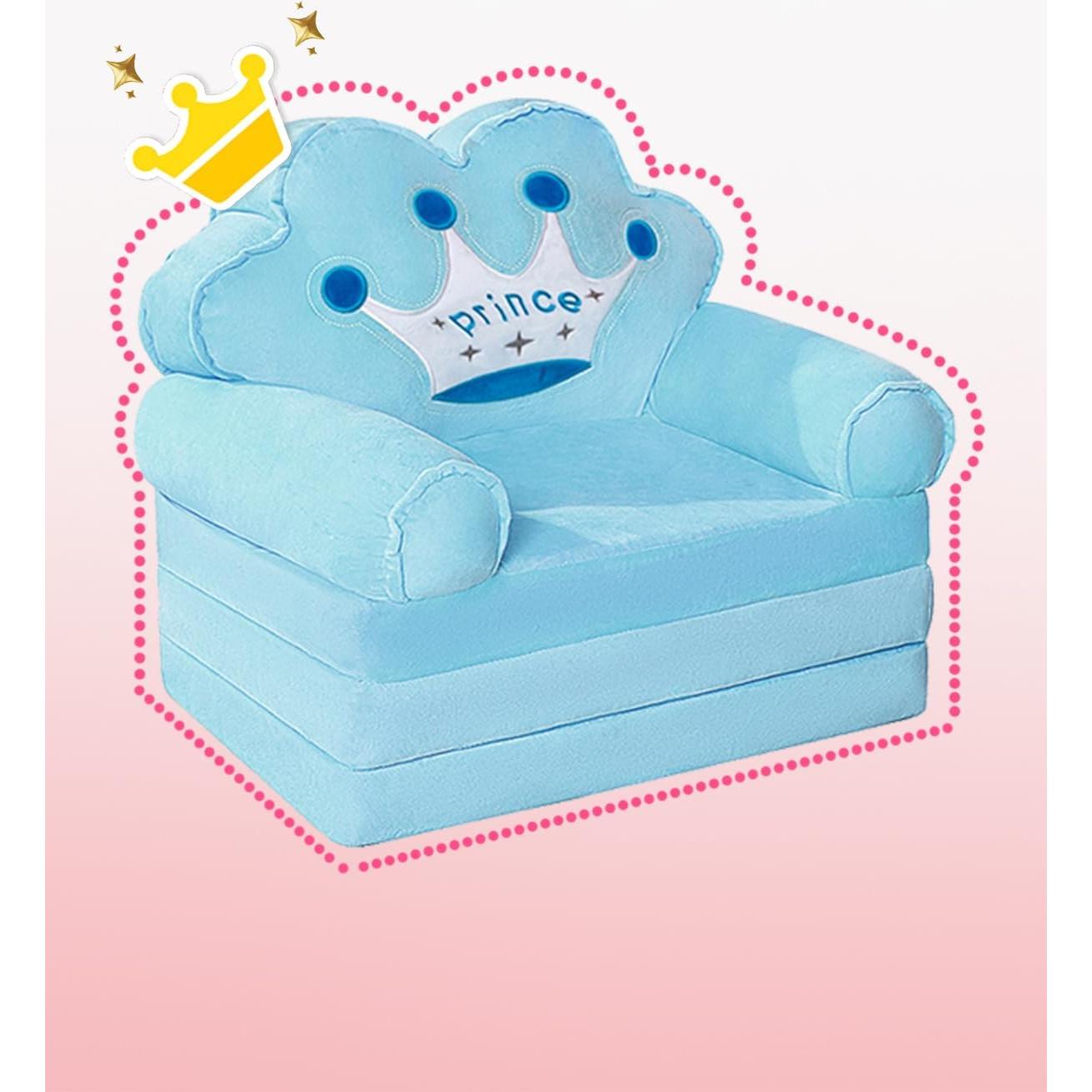Sofá Plegable para Niños MOONBEEKI Azul, Silla Reclinable 1-3 Años