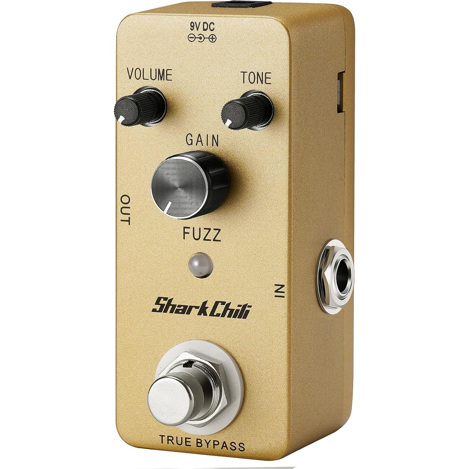 Pedal de Efecto Fuzz SharkChili True Bypass 9V Compacto