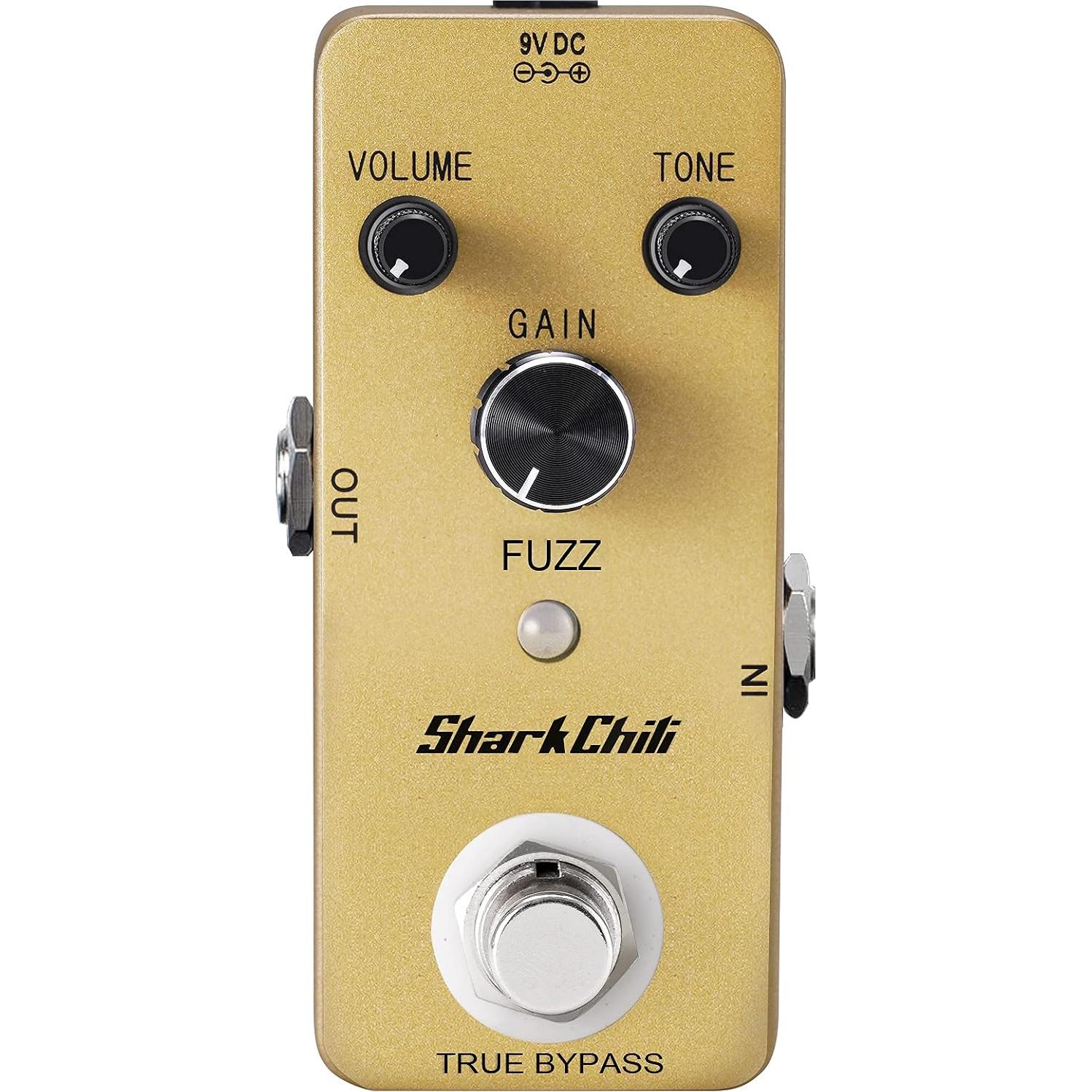 Pedal de Efecto Fuzz SharkChili True Bypass 9V Compacto