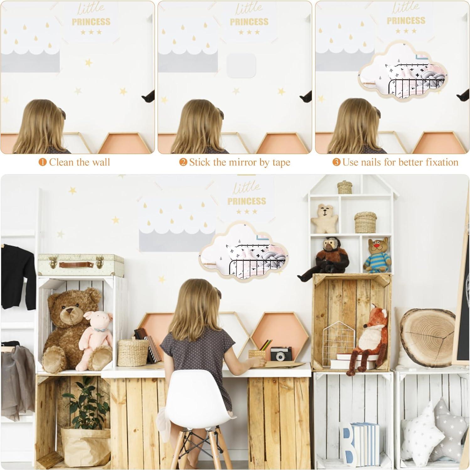 Espejo Nube de Madera FOMIYES 38.1x24.9 cm Antideslizante