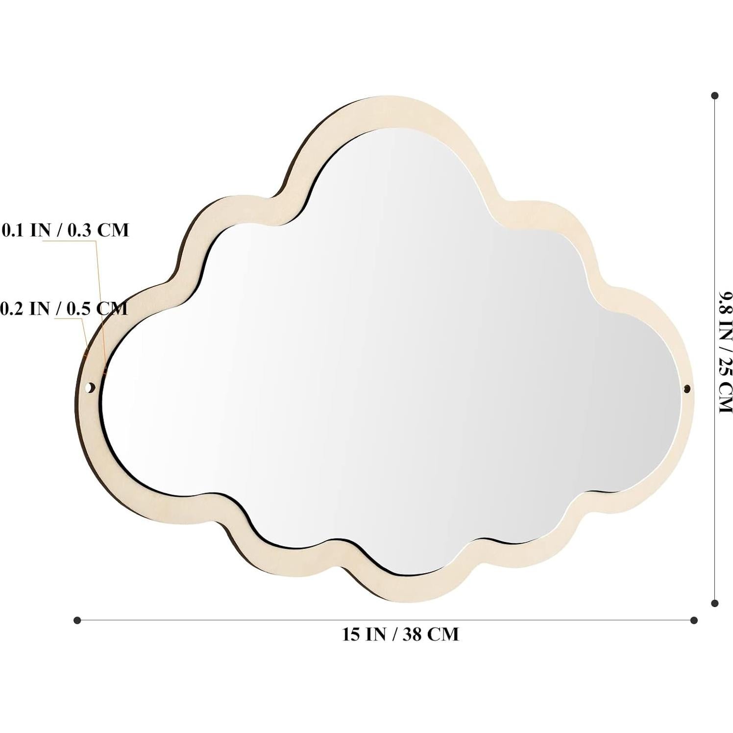 Espejo Nube de Madera FOMIYES 38.1x24.9 cm Antideslizante