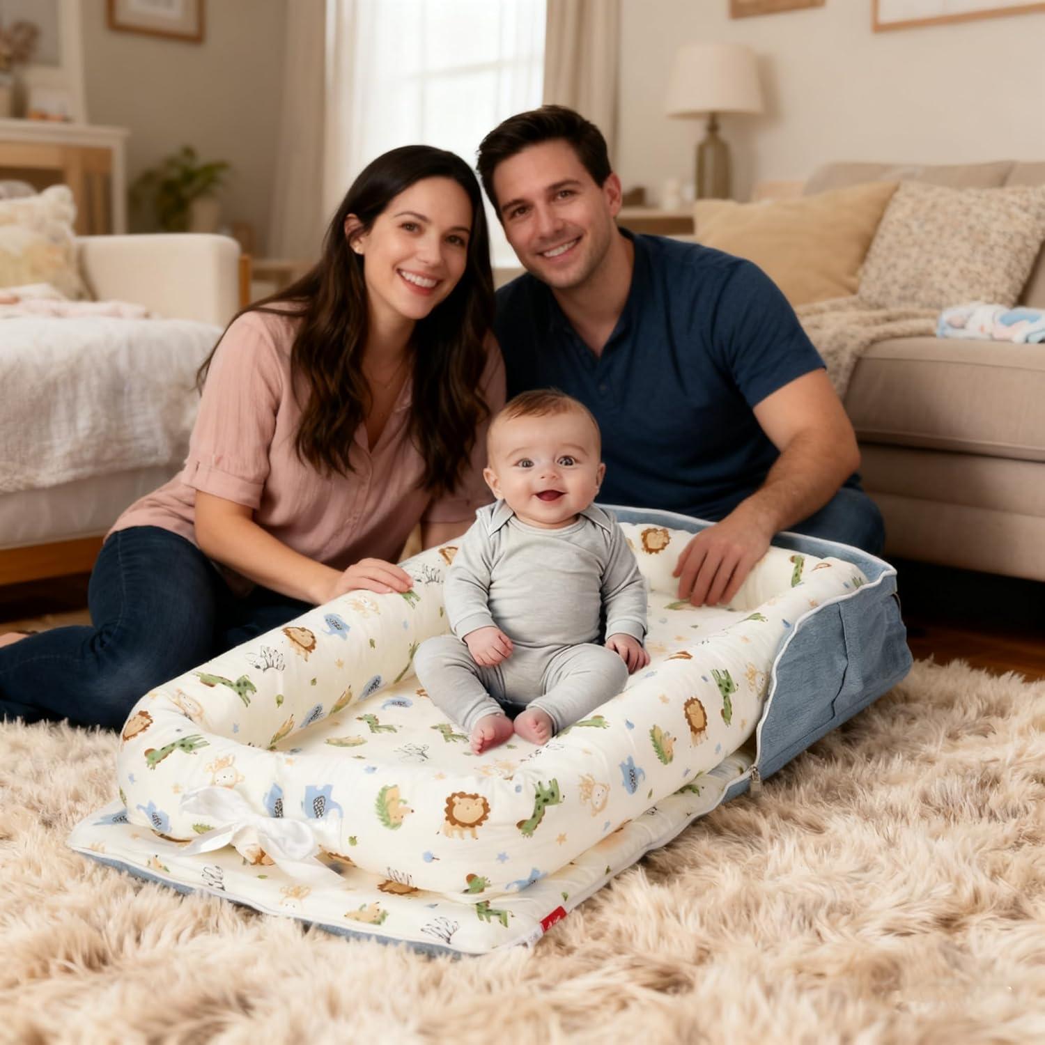 Cojín para Bebés Vervebaby Mundo Animal Azul 75x45 cm