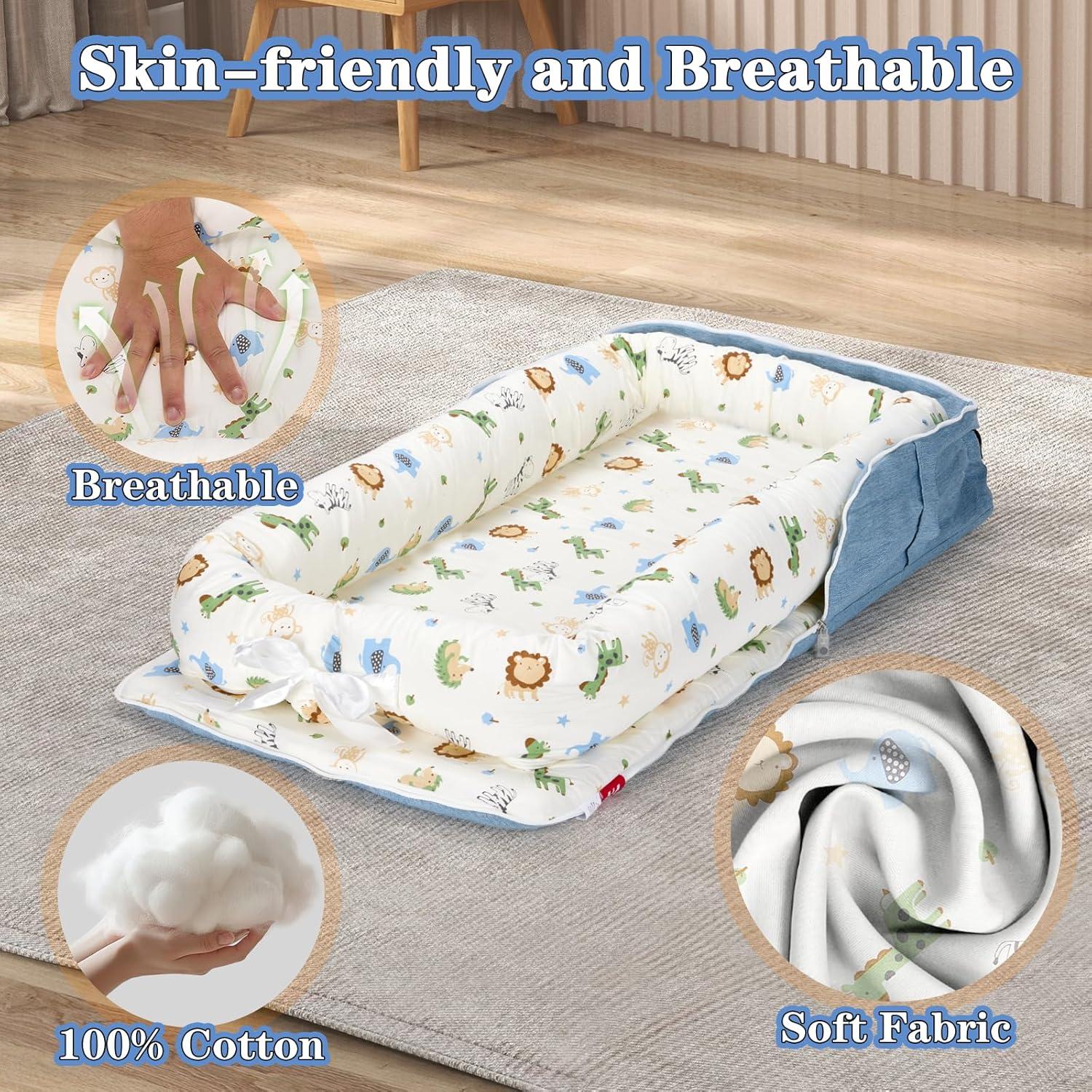 Cojín para Bebés Vervebaby Mundo Animal Azul 75x45 cm