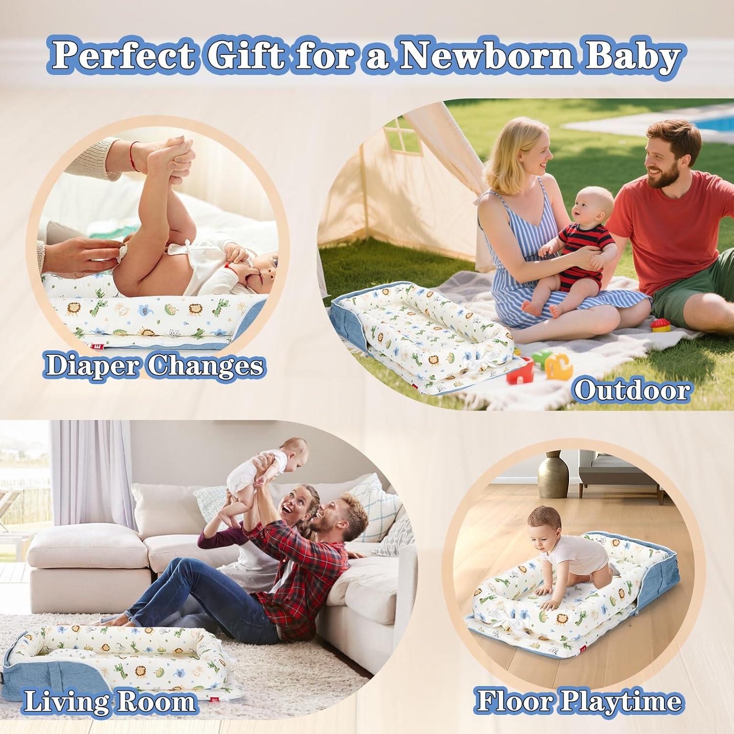 Cojín para Bebés Vervebaby Mundo Animal Azul 75x45 cm