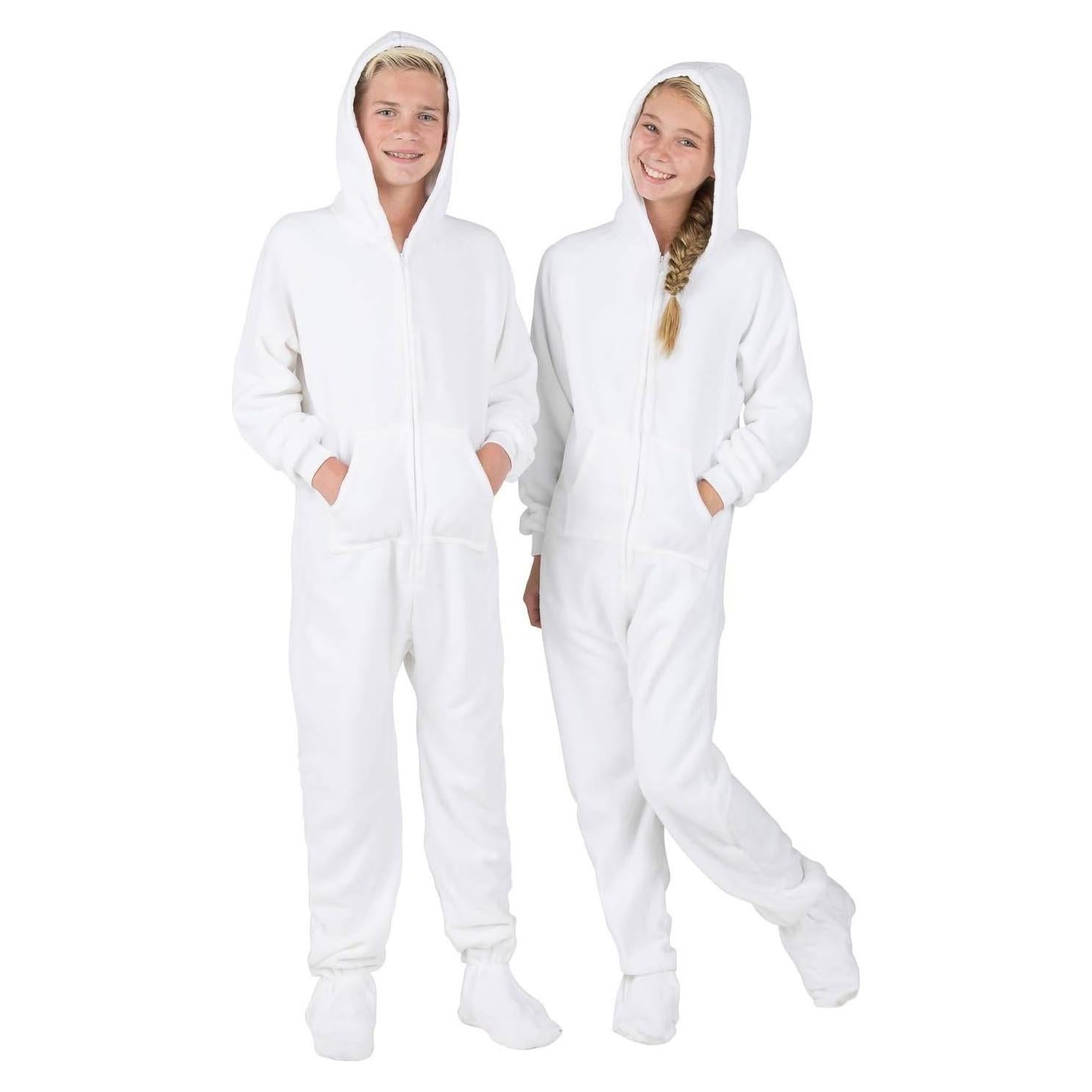 Pijamas con pies para bebés - Sudadera de forro polar blanco