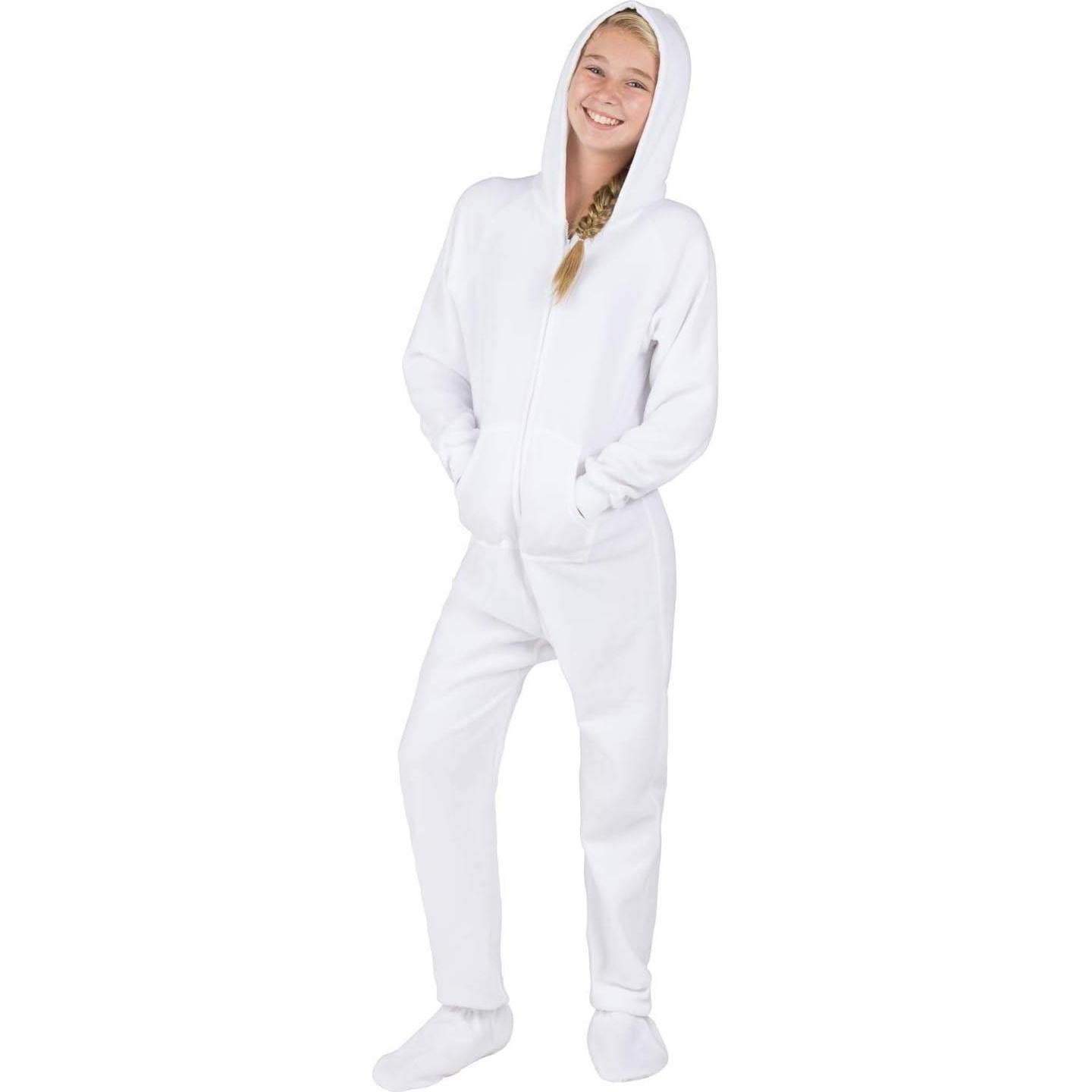 Pijamas con pies para bebés - Sudadera de forro polar blanco