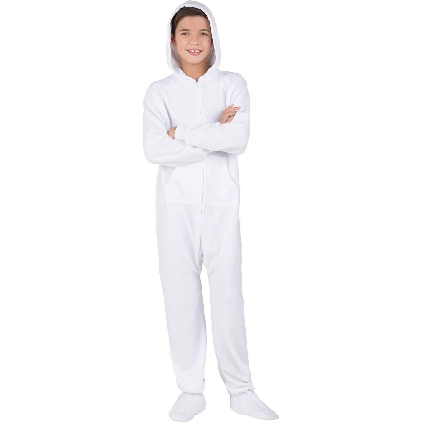 Pijamas con pies para bebés - Sudadera de forro polar blanco