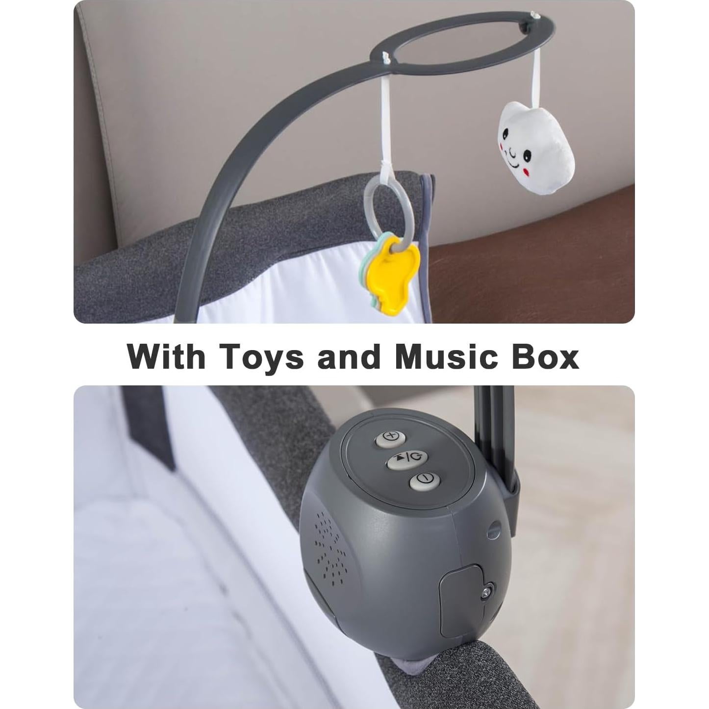 Cuna Lateral Yacul para Bebés Ajustable con Ruedas y Música