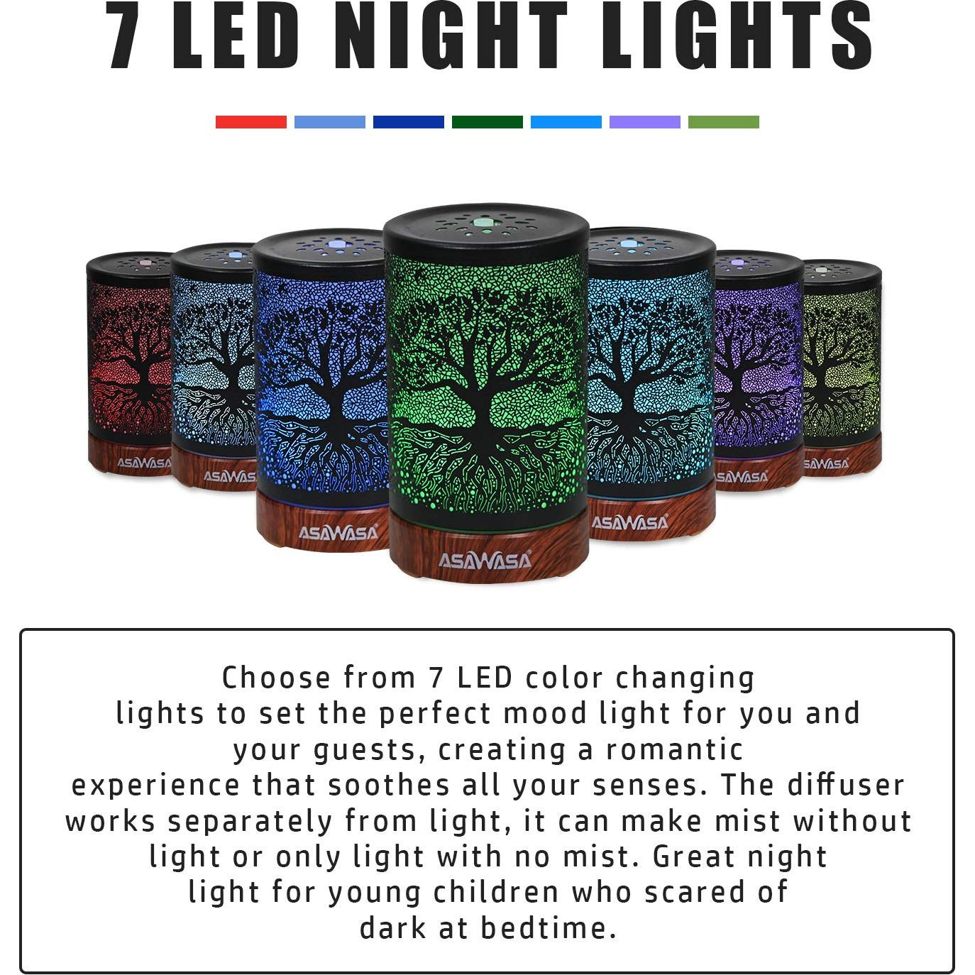 Difusor de Aceite Esencial ASAWASA Banyan con Luz Nocturna