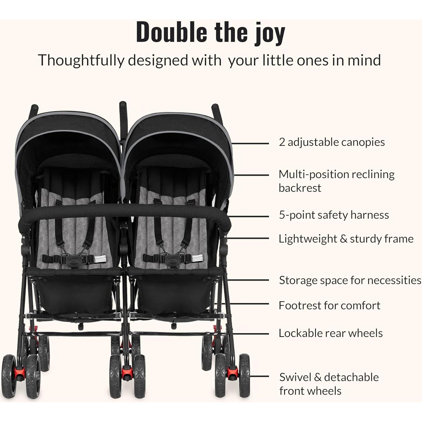 Carrito de Paraguas Doble Volgo Twin Dream On Me Negro