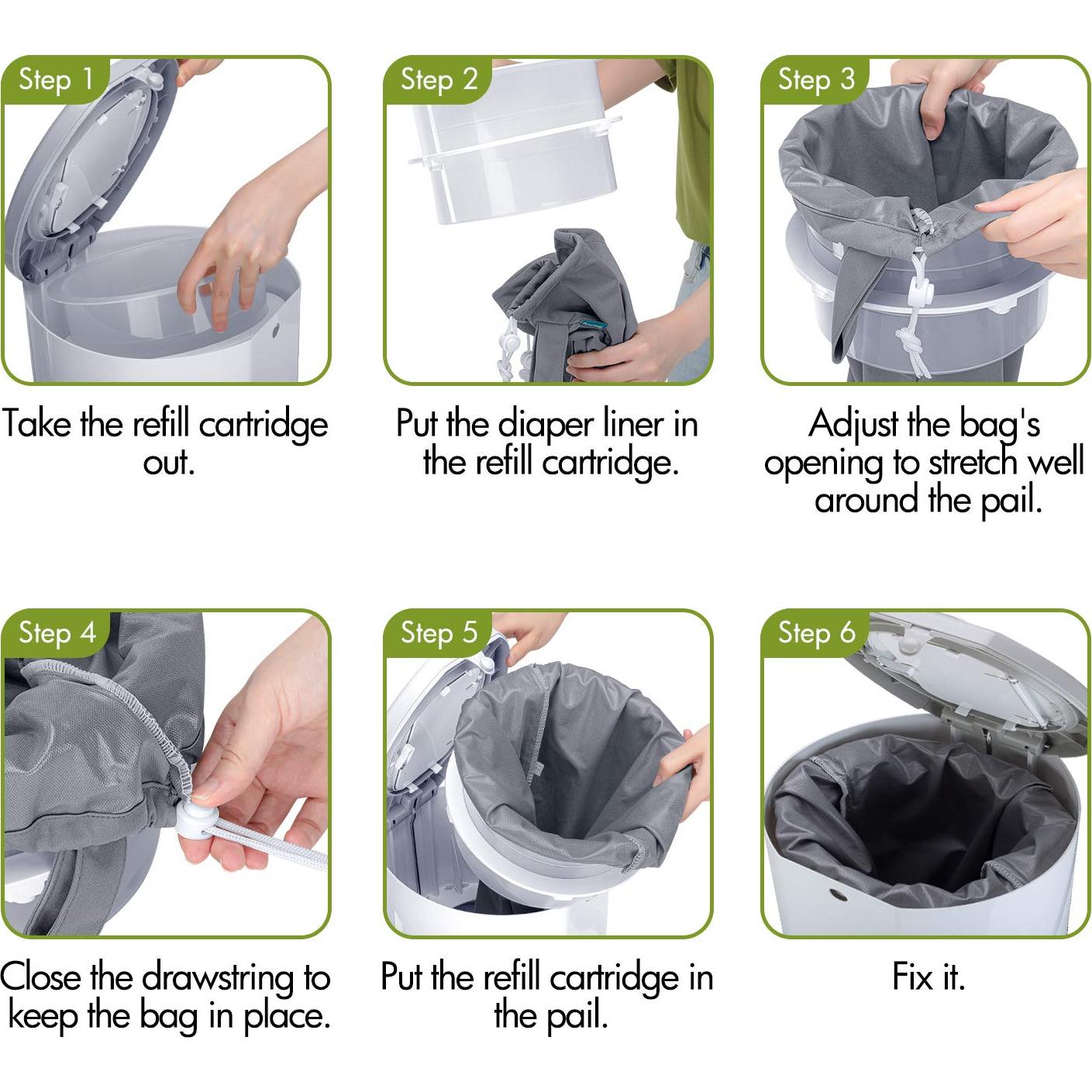 Forro de Cubo para Pañales Teamoy - Paquete de 3, Gris