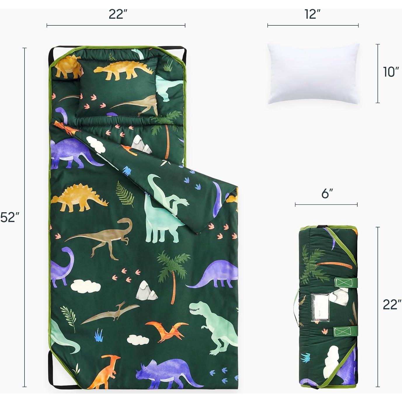 Esterilla de Siesta Dinosaurio Verde Oscuro Despertar en Nube 132x56cm