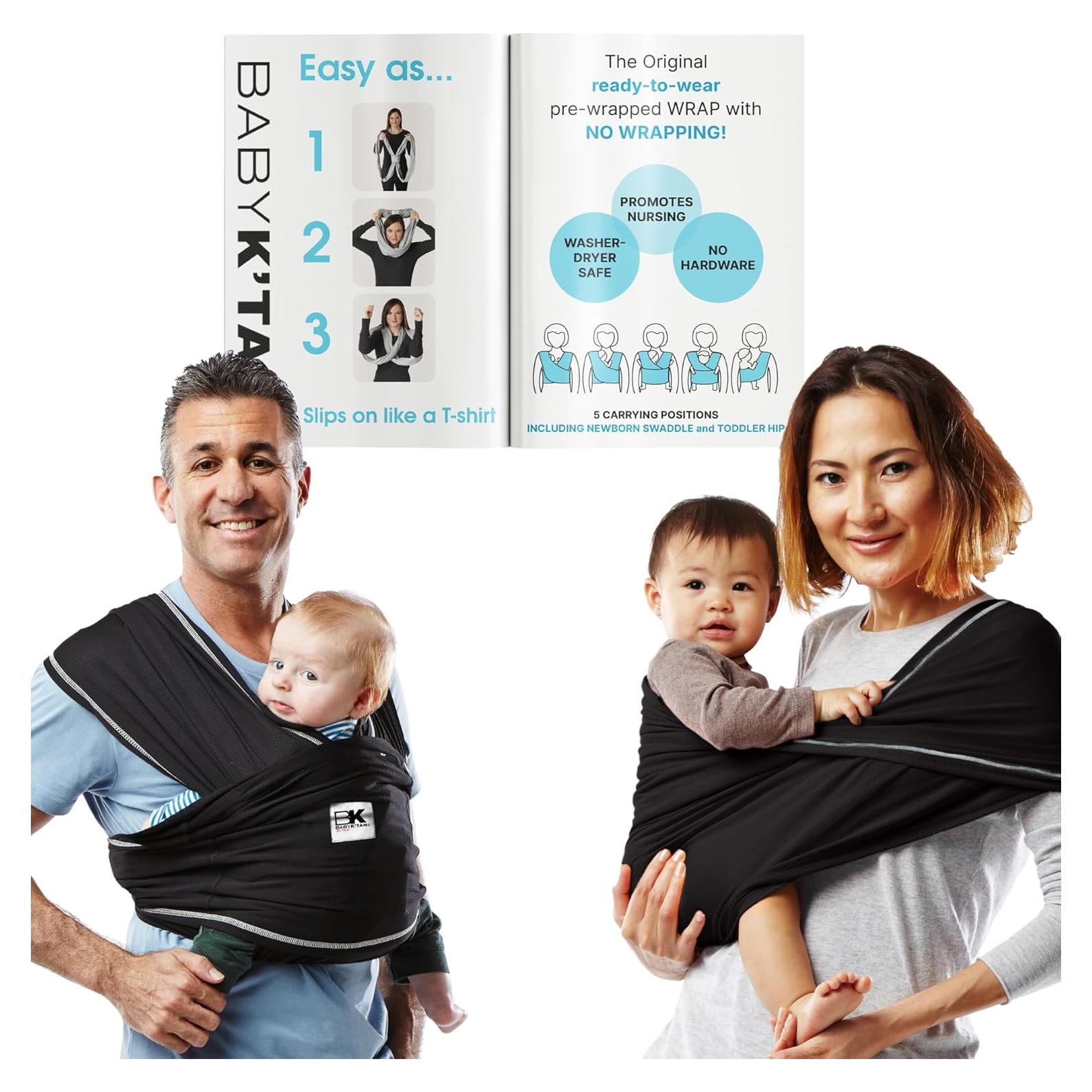 Fular Portabebés Baby K'tan Active Negro - Transpirable y Seguro