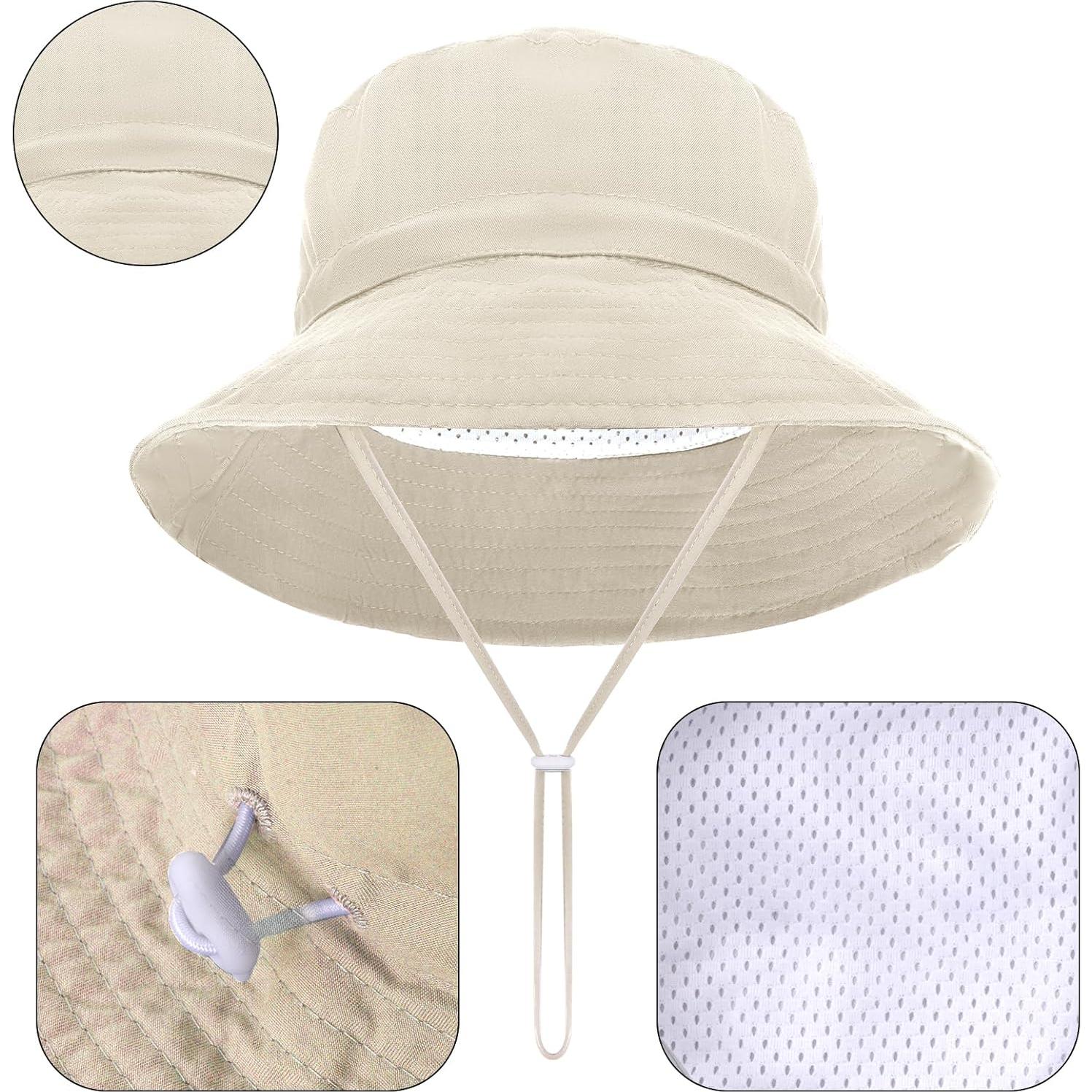 Baby Sun Hat UPF 50+ Kids Bucket Hat Adjustable Sun Protection Beach Hats for Toddler Boys Girls 0-6 Years