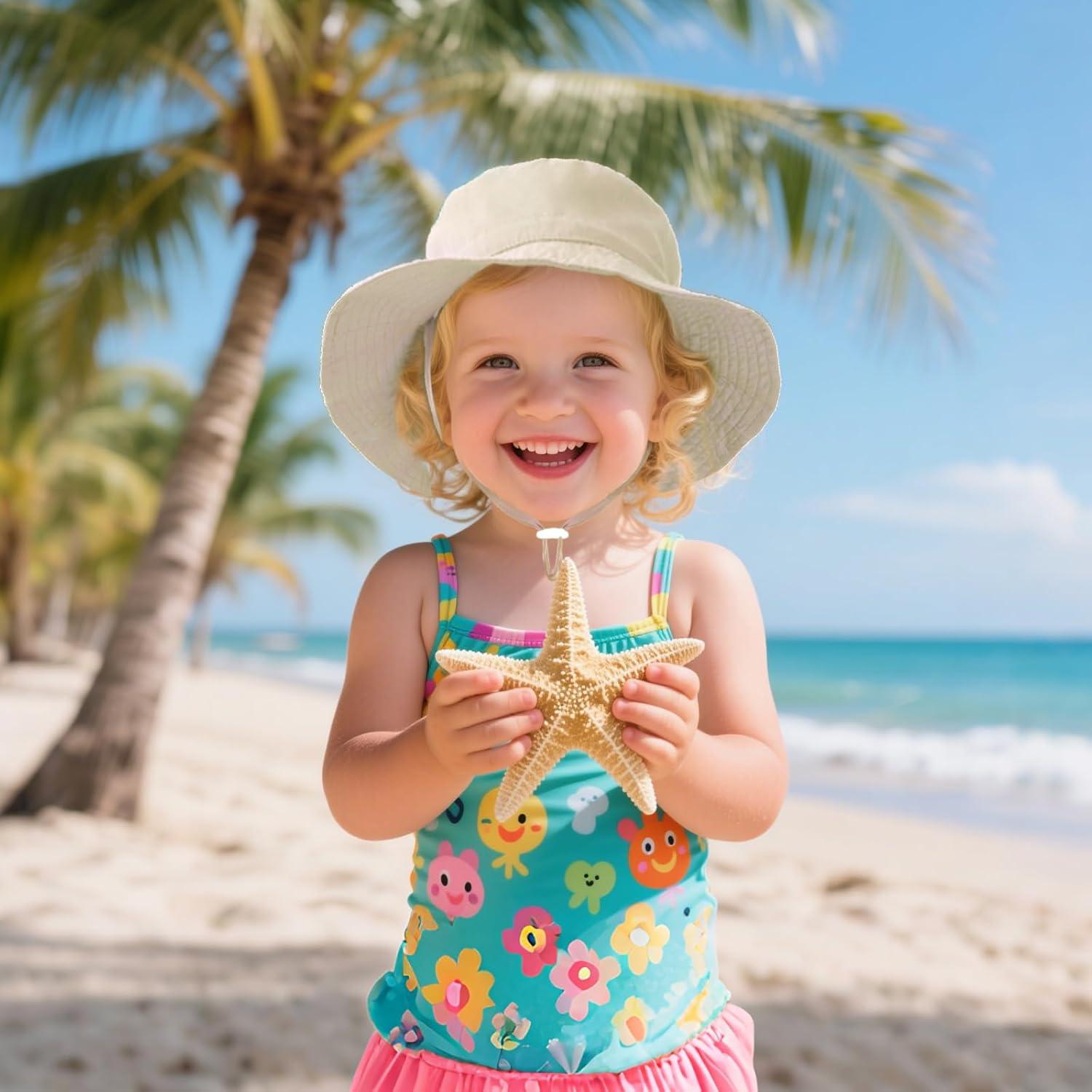 Baby Sun Hat UPF 50+ Kids Bucket Hat Adjustable Sun Protection Beach Hats for Toddler Boys Girls 0-6 Years