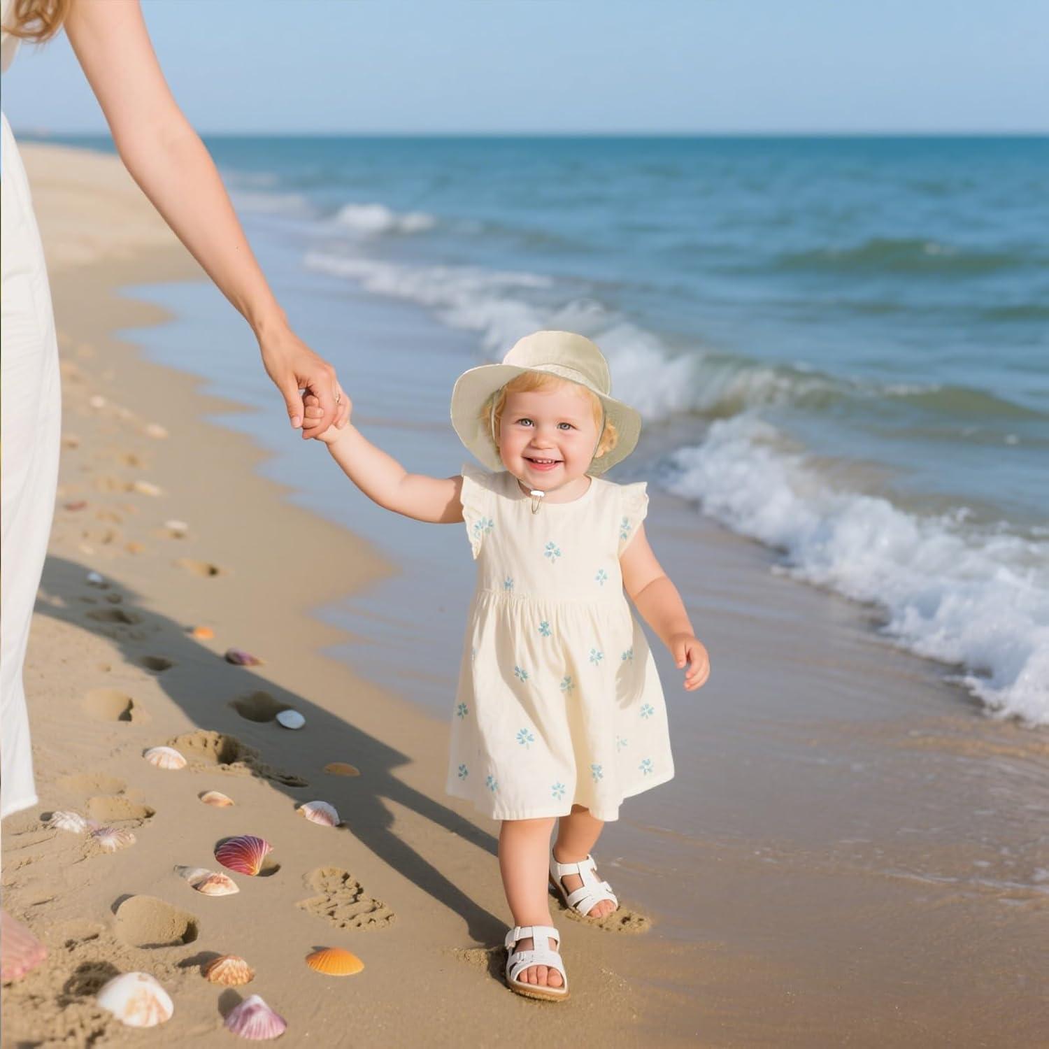 Baby Sun Hat UPF 50+ Kids Bucket Hat Adjustable Sun Protection Beach Hats for Toddler Boys Girls 0-6 Years