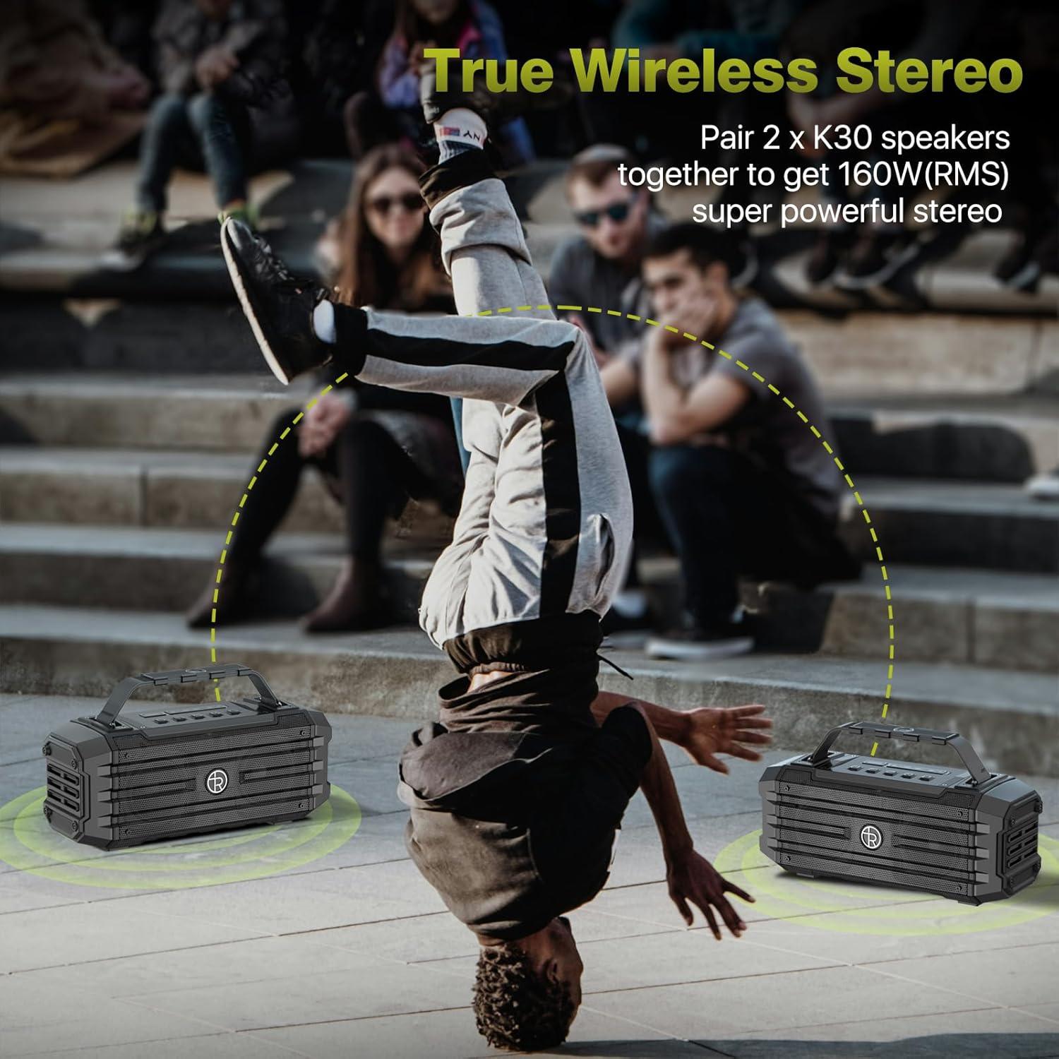 Altavoz Bluetooth K30 120W Portátil Resistente al Agua IPX6