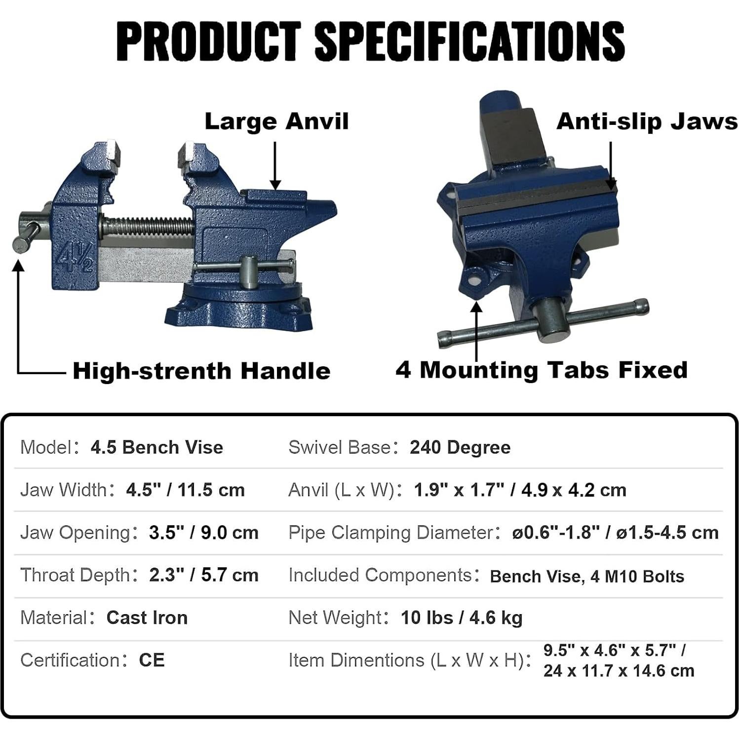 Morsa de Banco PPUMP 11.5 cm Hierro Fundido Azul