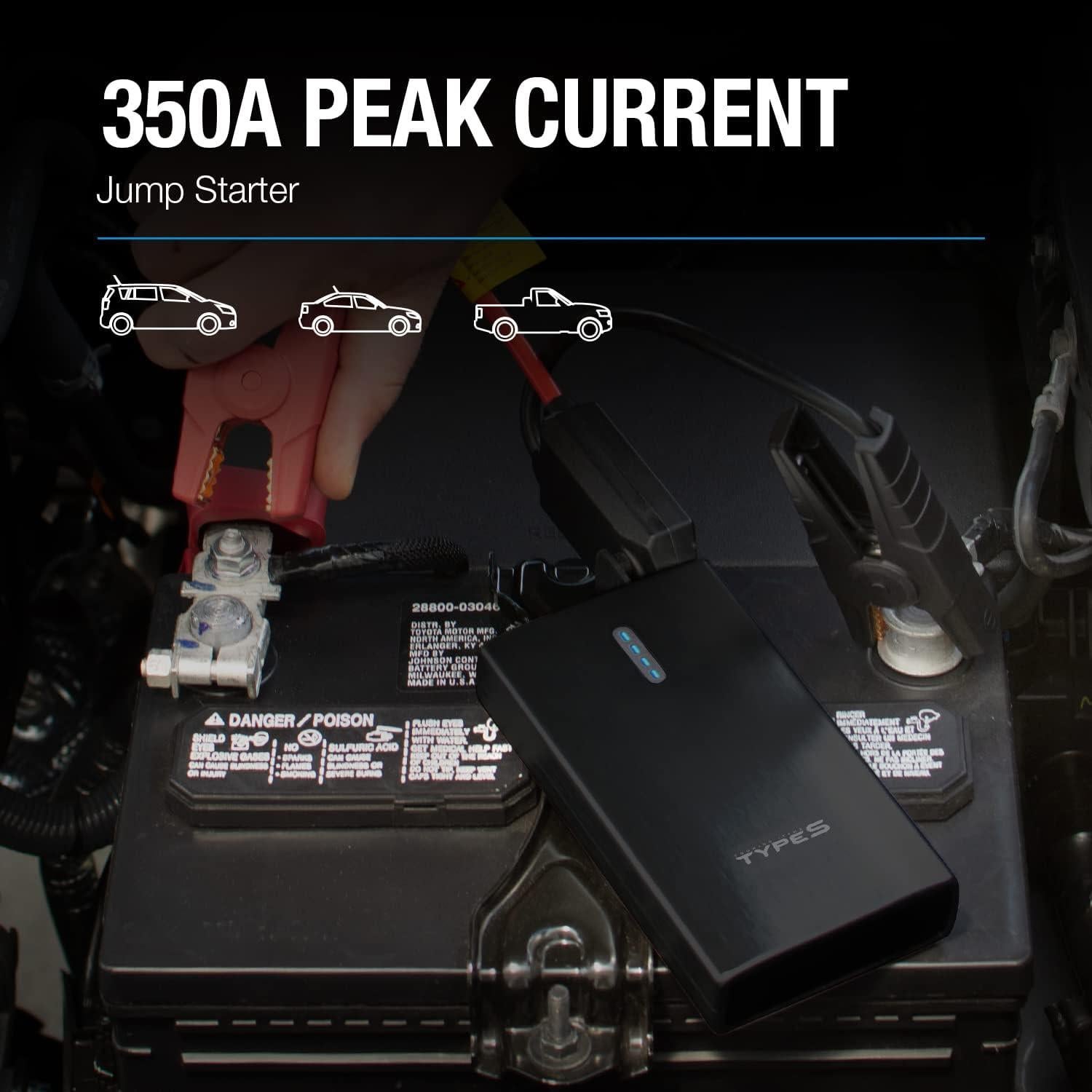 Arrancador de Coche Portátil TYPE S 1000A 8000mAh USB LED