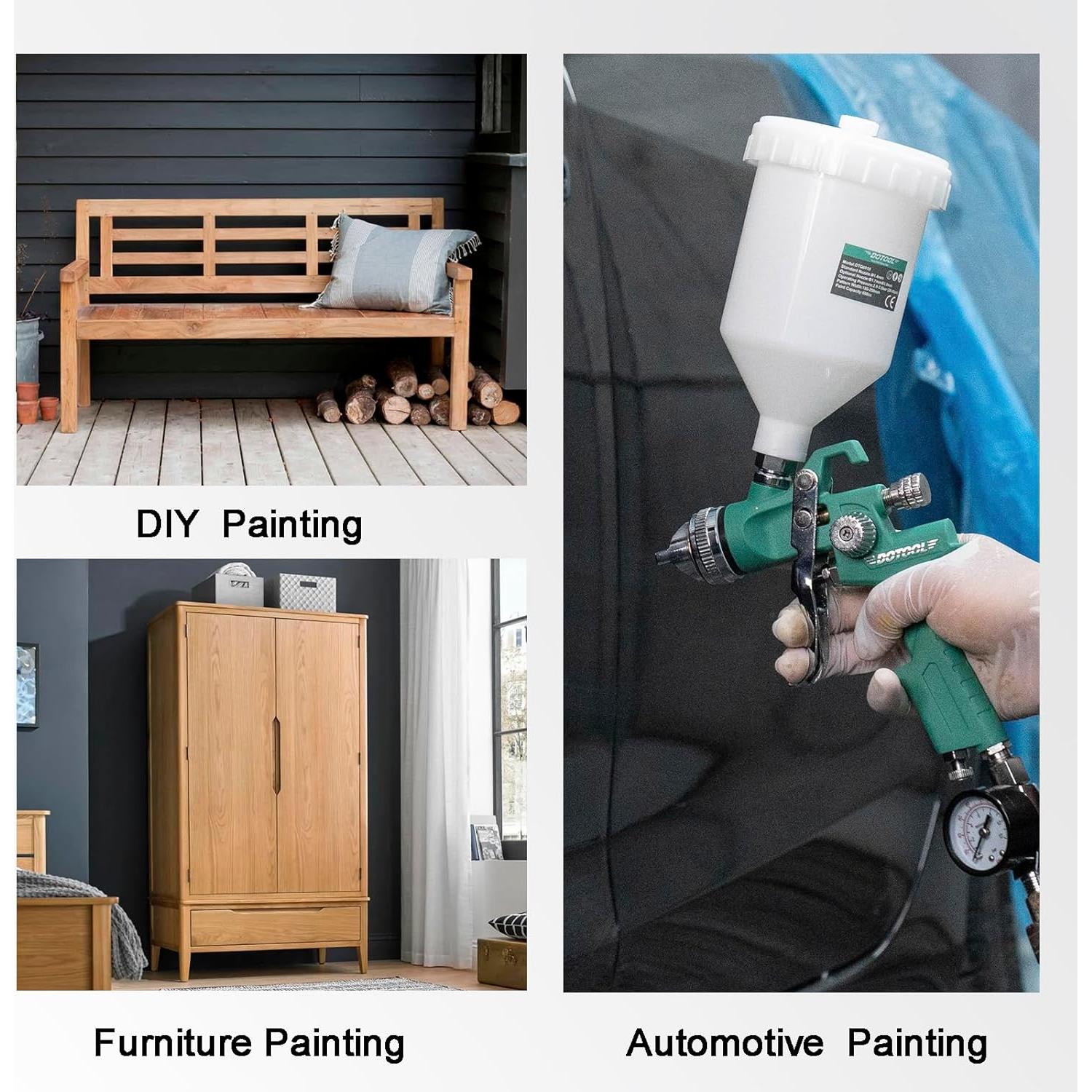 Kit Pistola de Pulverización HVLP Dotool DTQ8010 600cc 3 Boquillas