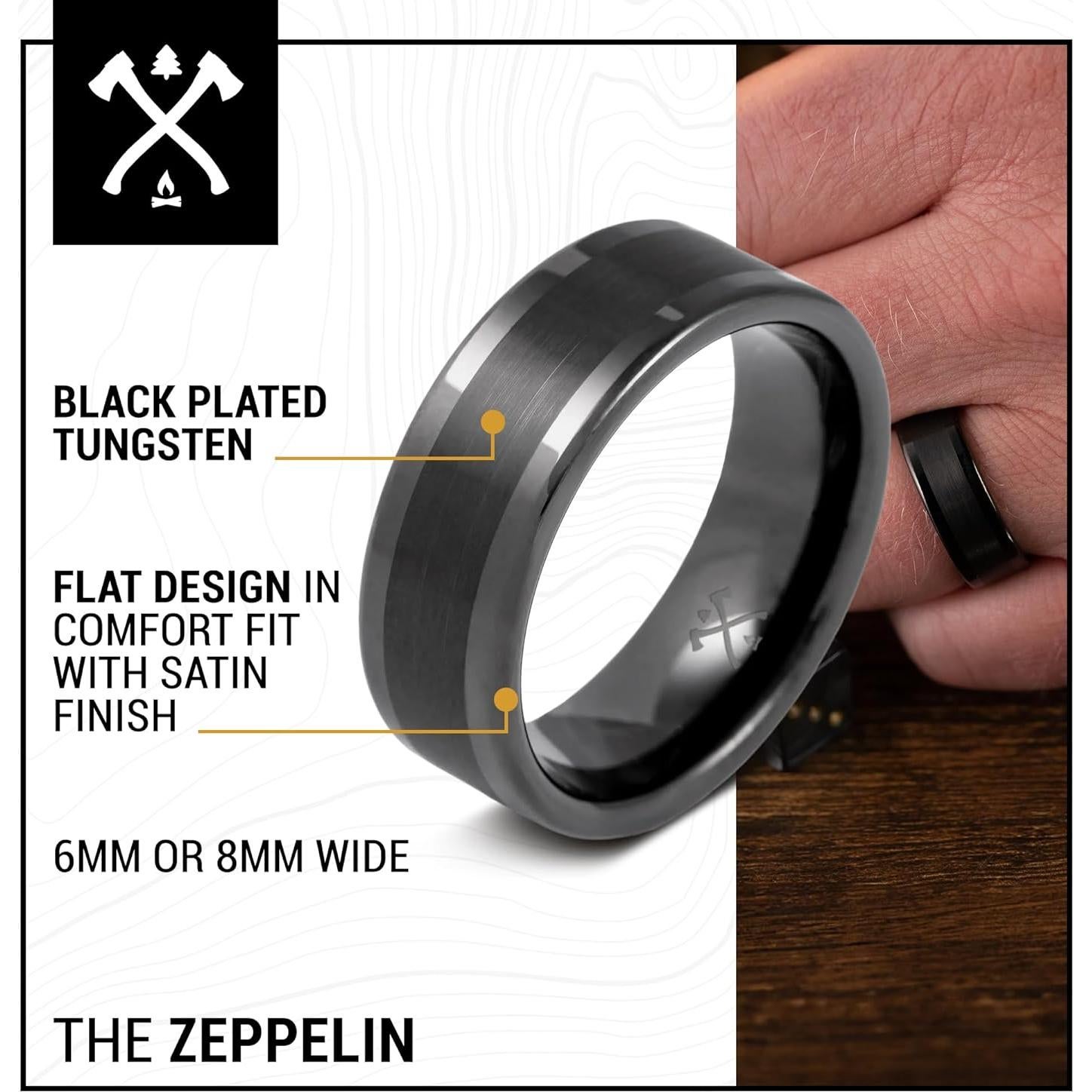 Anillo de boda de tungsteno negro Manly Bands 8mm con silicona