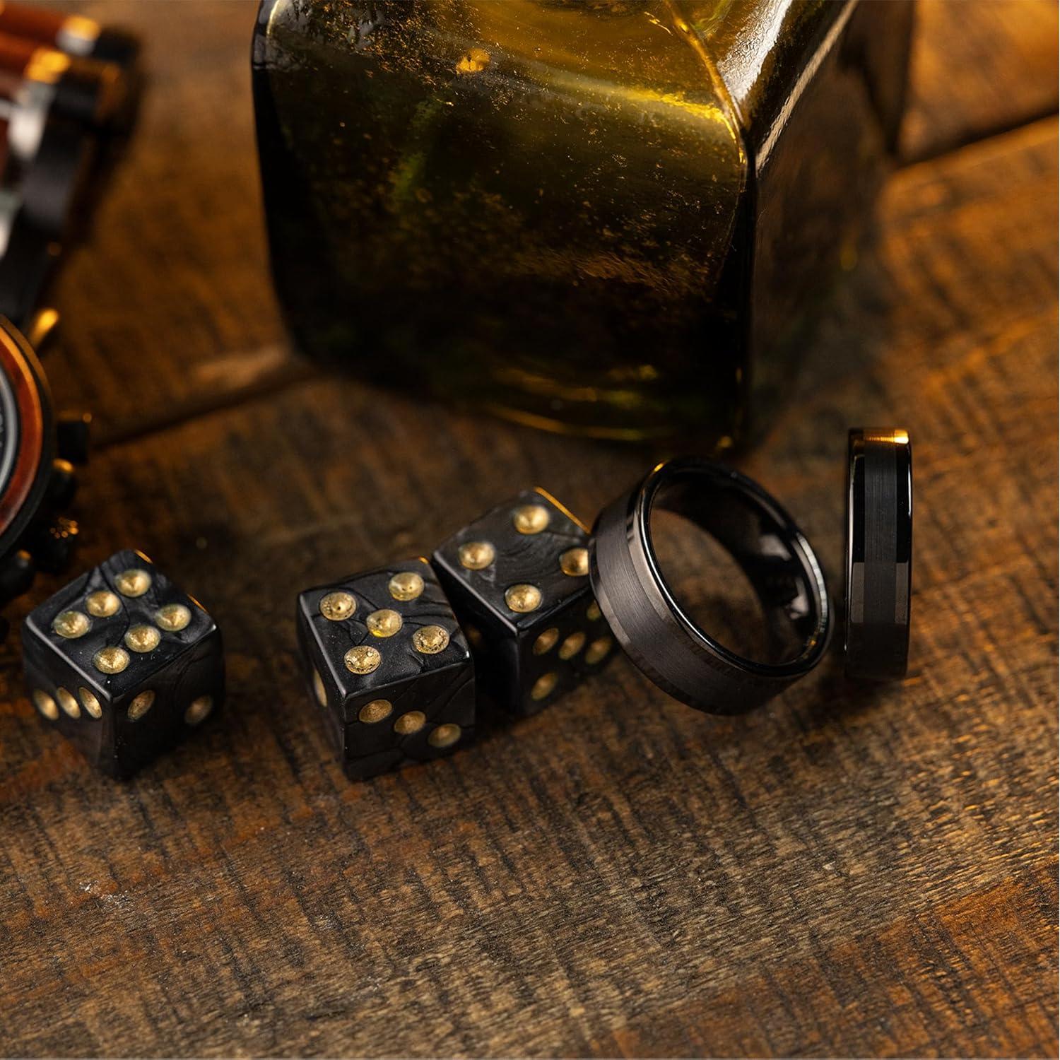 Anillo de boda de tungsteno negro Manly Bands 8mm con silicona