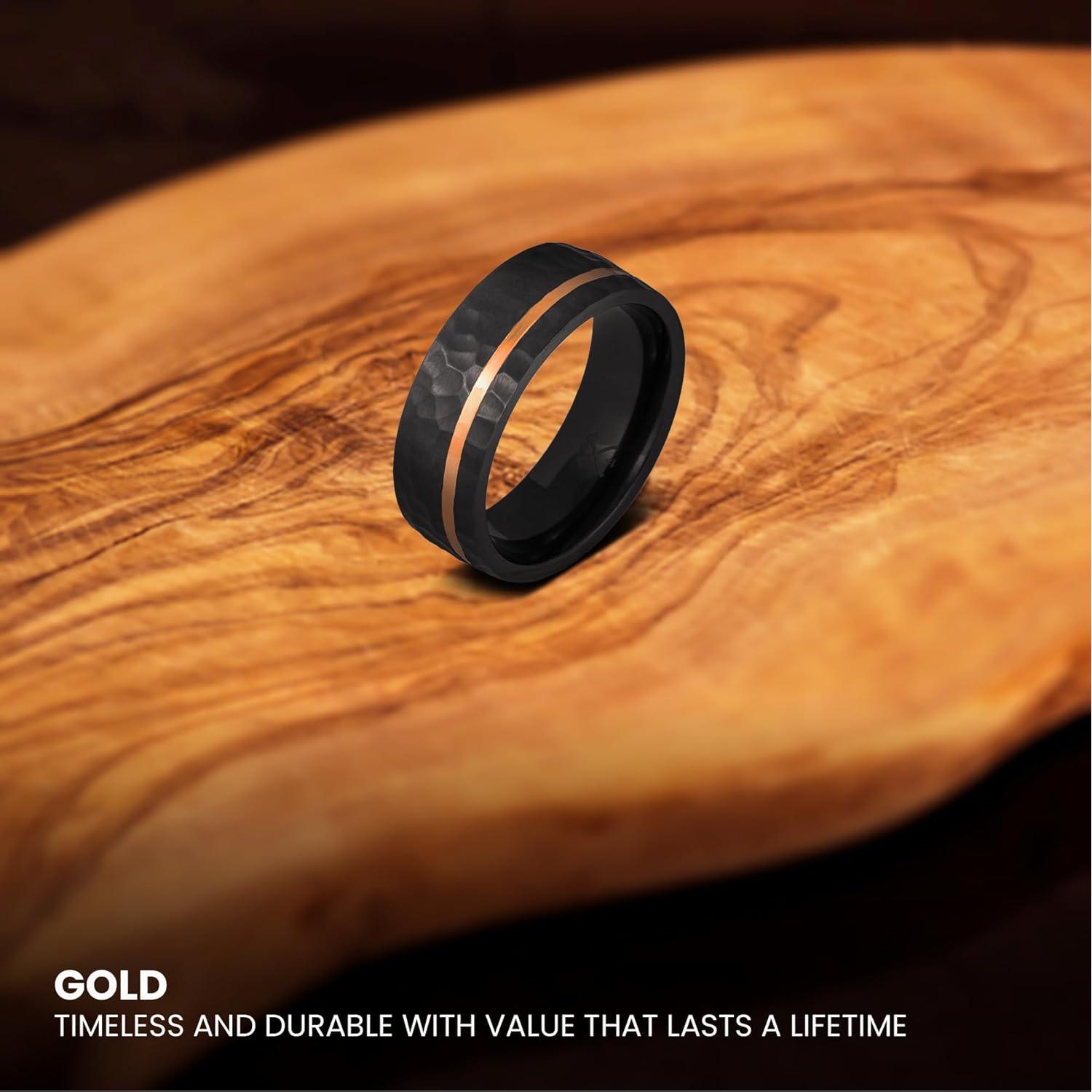 Anillo de boda para hombres Manly Bands tungsteno negro 8mm