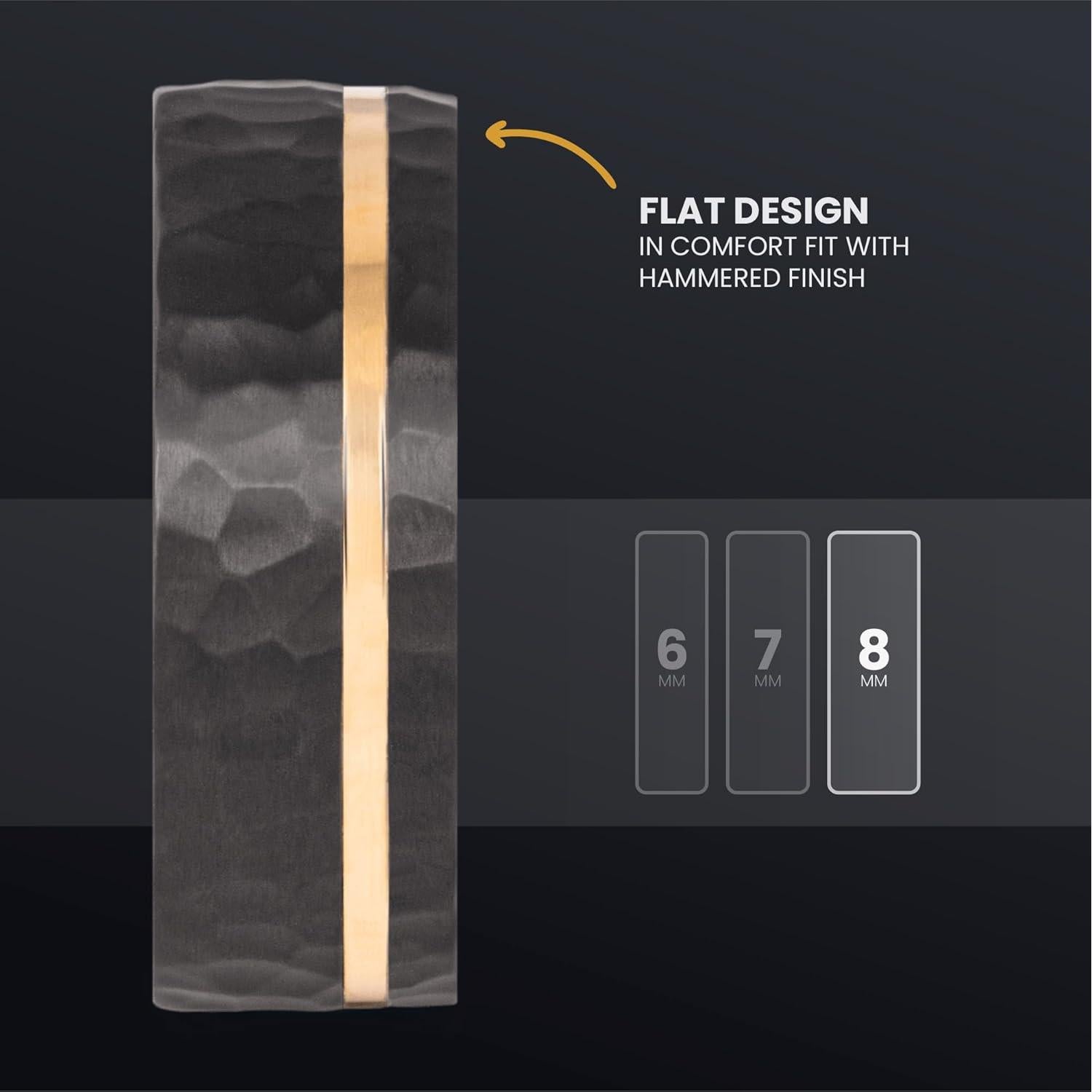 Anillo de boda para hombres Manly Bands tungsteno negro 8mm