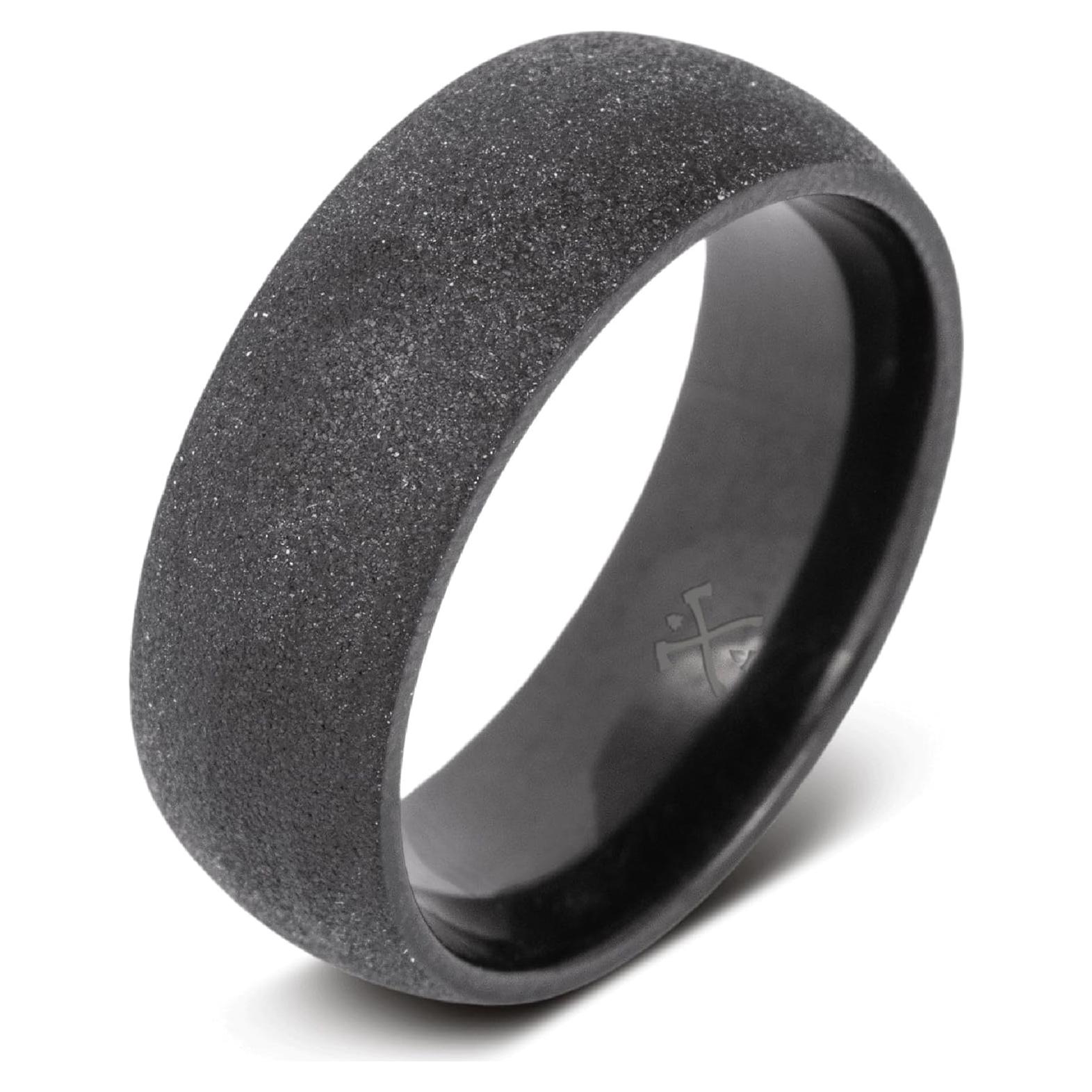 Anillo de Boda Tungsteno Negro Manly Bands 8mm con Circonio
