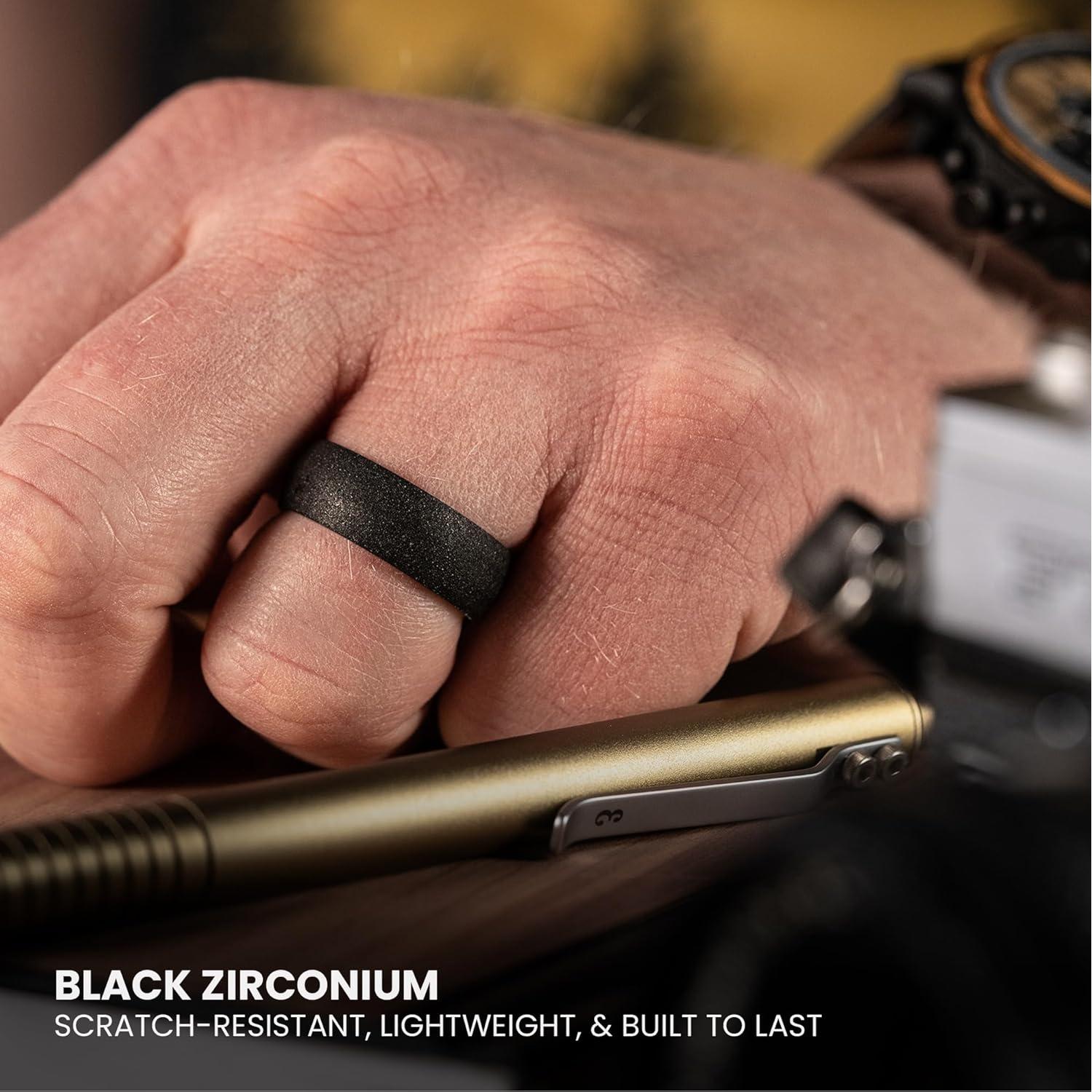 Anillo de Boda Tungsteno Negro Manly Bands 8mm con Circonio