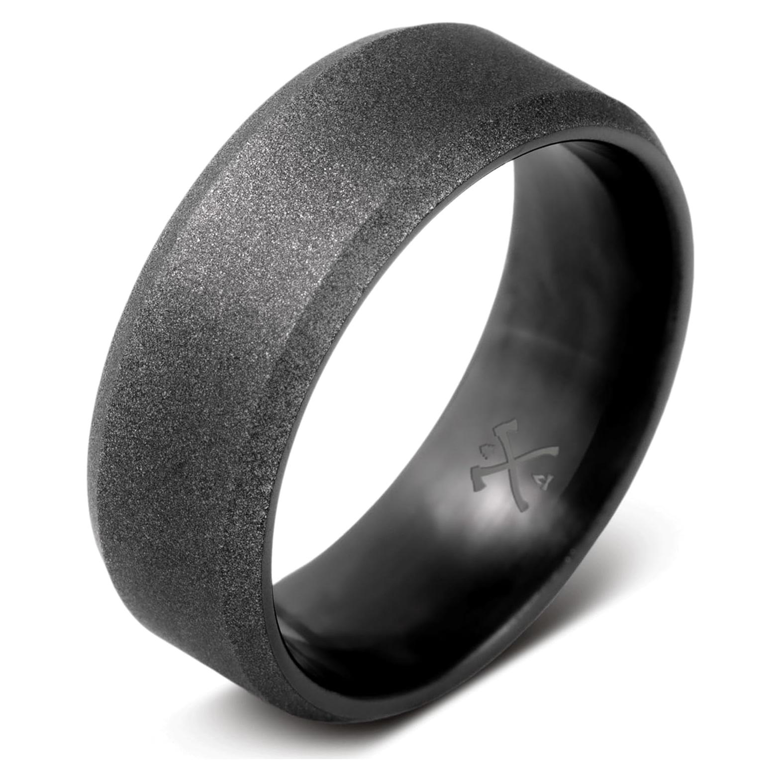 Anillo de Boda de Tungsteno Negro Manly Bands 8mm con Silicona