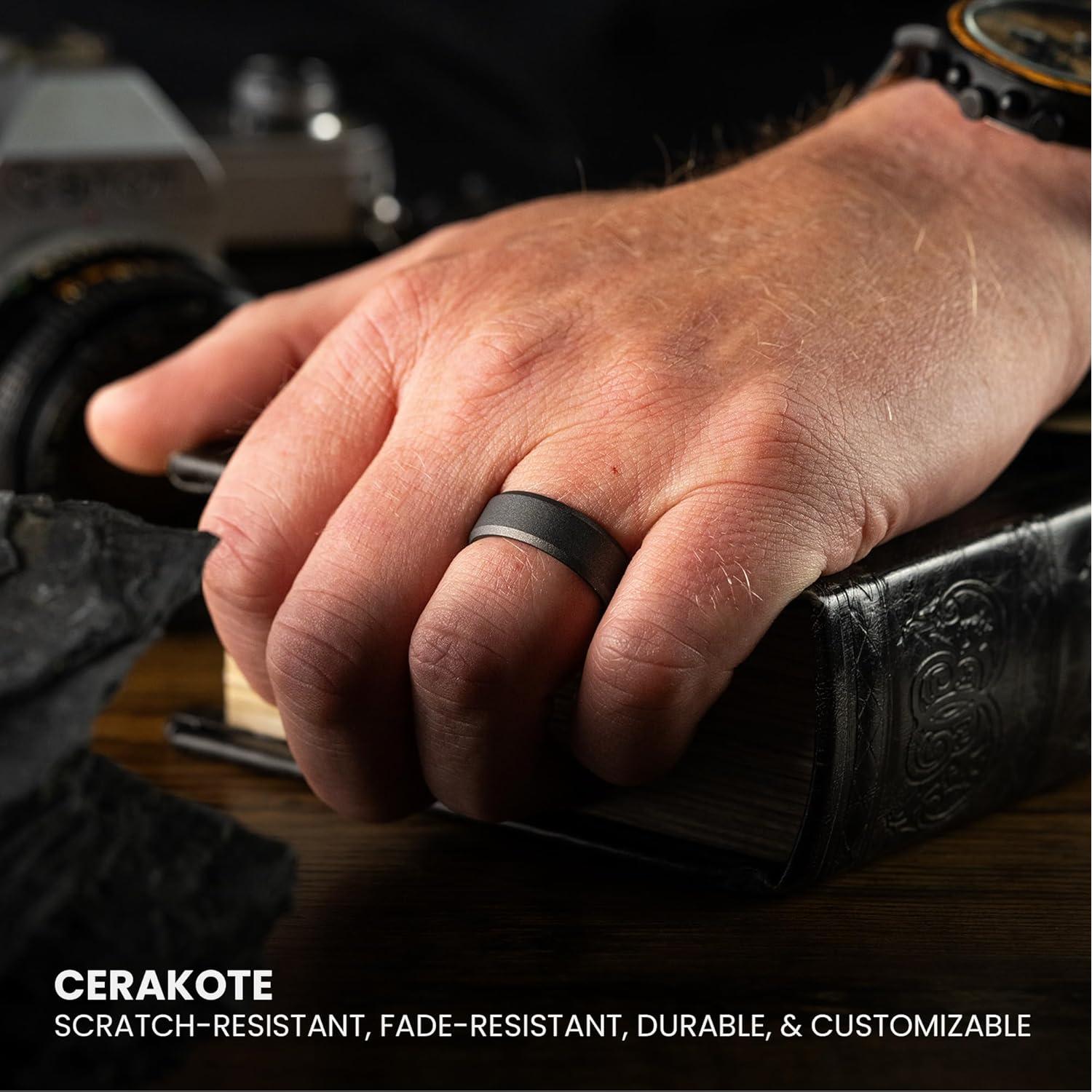 Anillo de Boda de Tungsteno Negro Manly Bands 8mm con Silicona