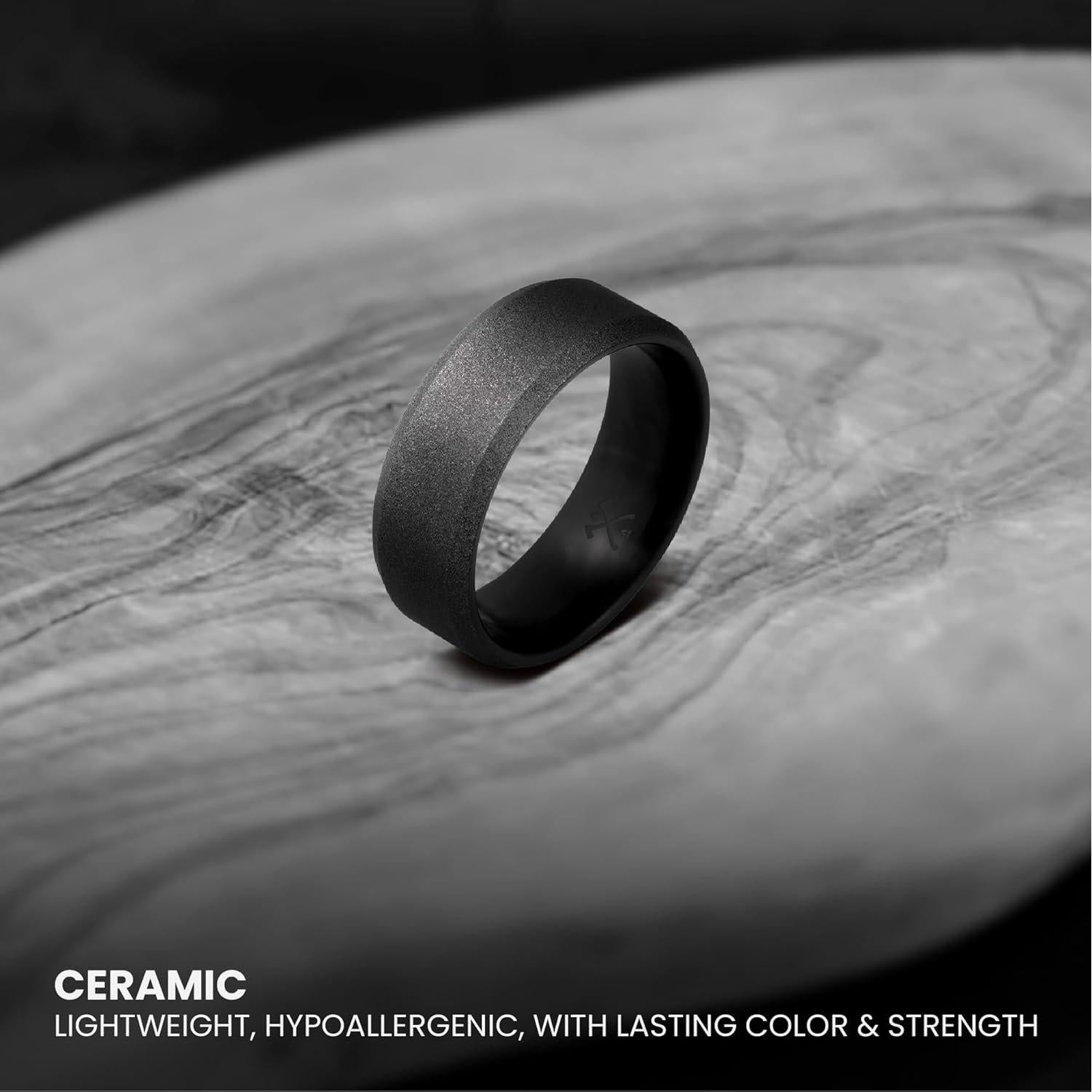 Anillo de Boda de Tungsteno Negro Manly Bands 8mm con Silicona