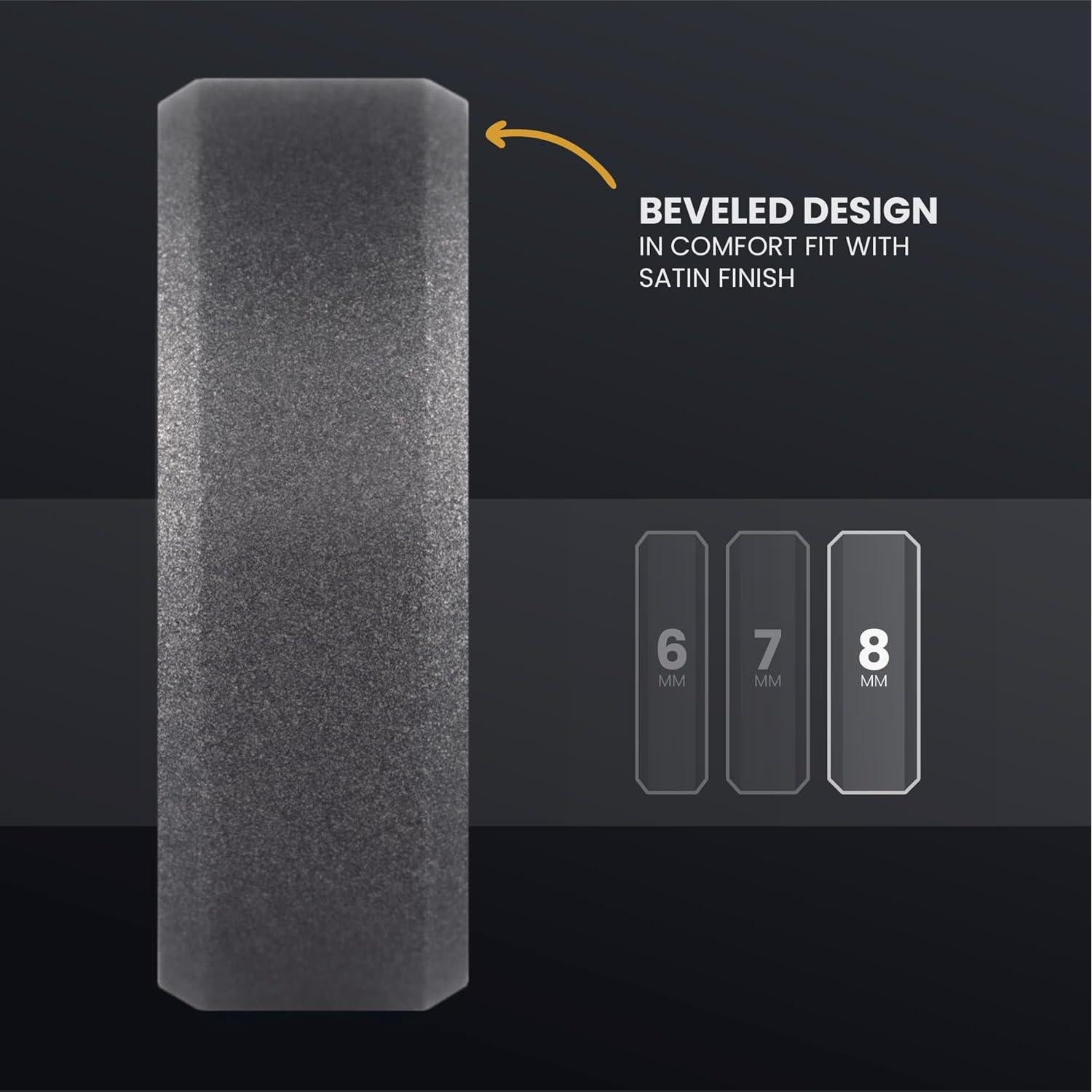 Anillo de Boda de Tungsteno Negro Manly Bands 8mm con Silicona