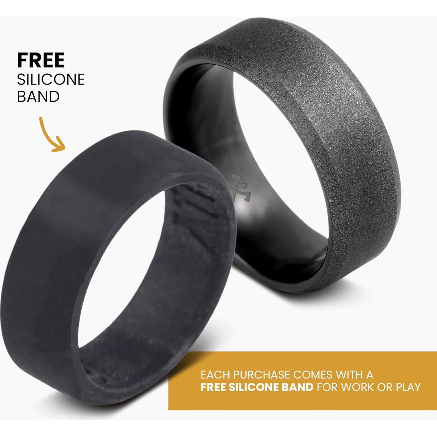 Anillo de Boda de Tungsteno Negro Manly Bands 8mm con Silicona