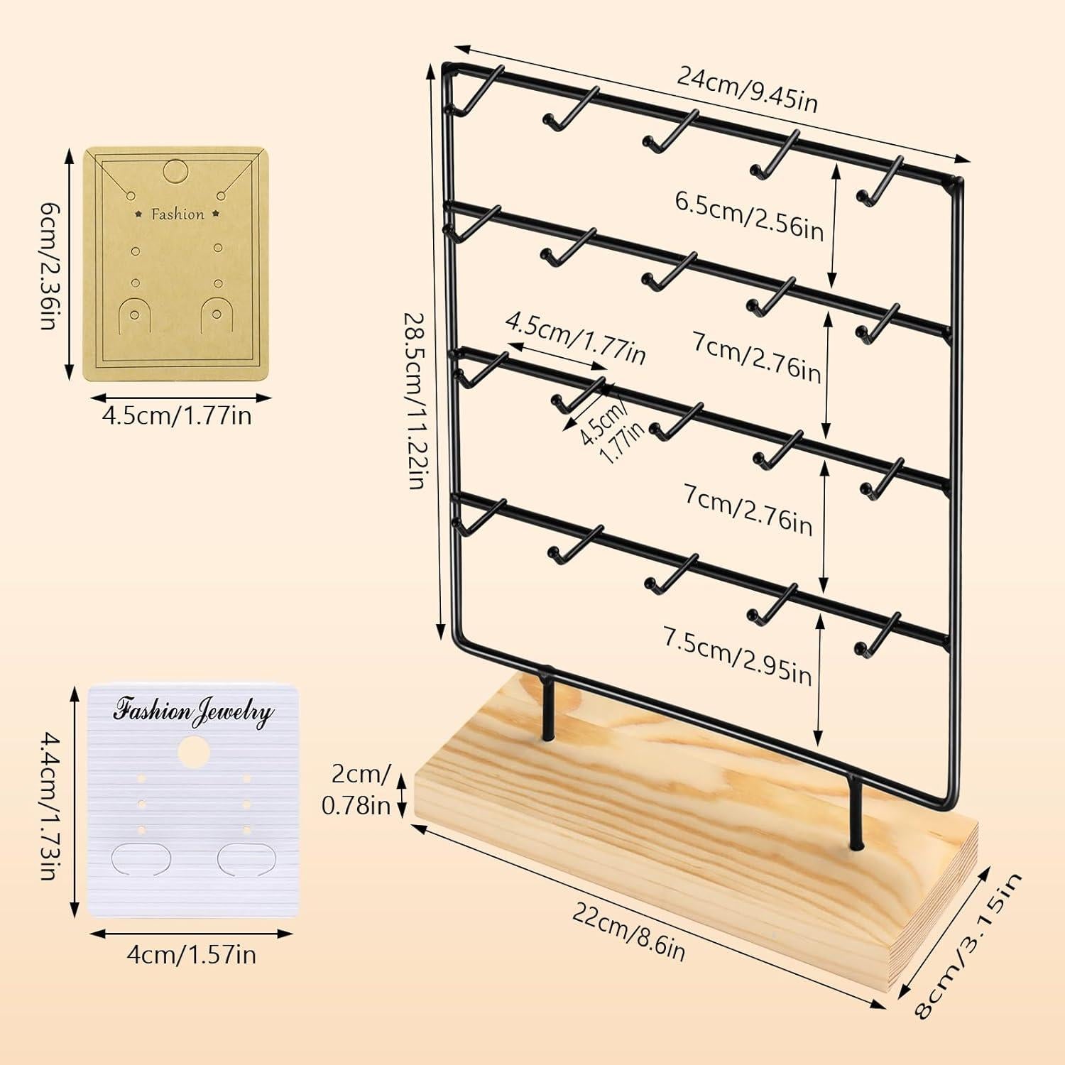 Soporte para Pendientes RNTBWD Negro 4 Niveles 20 Ganchos