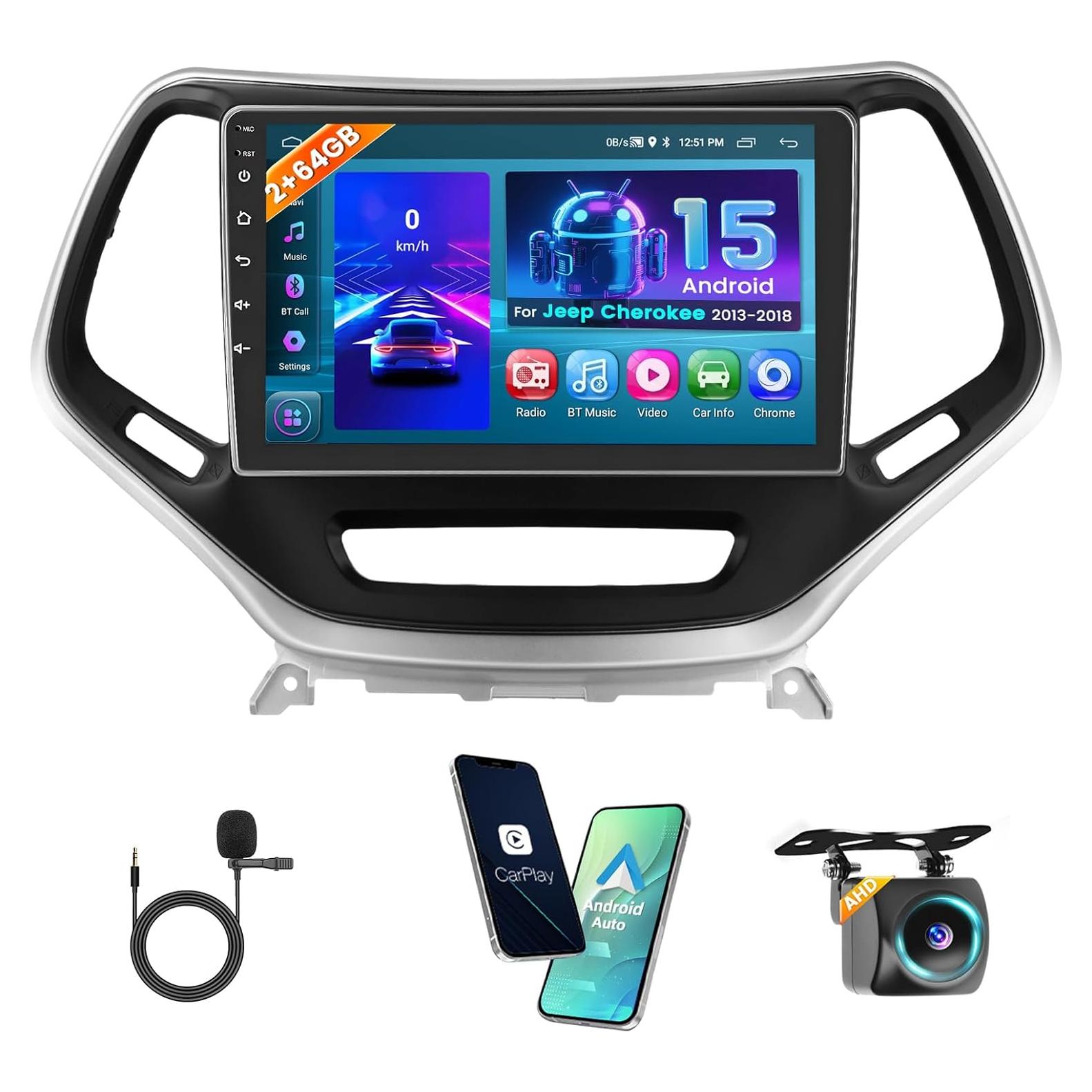 Estéreo Android Hikity 2+64GB para Jeep Cherokee 2013-2018
